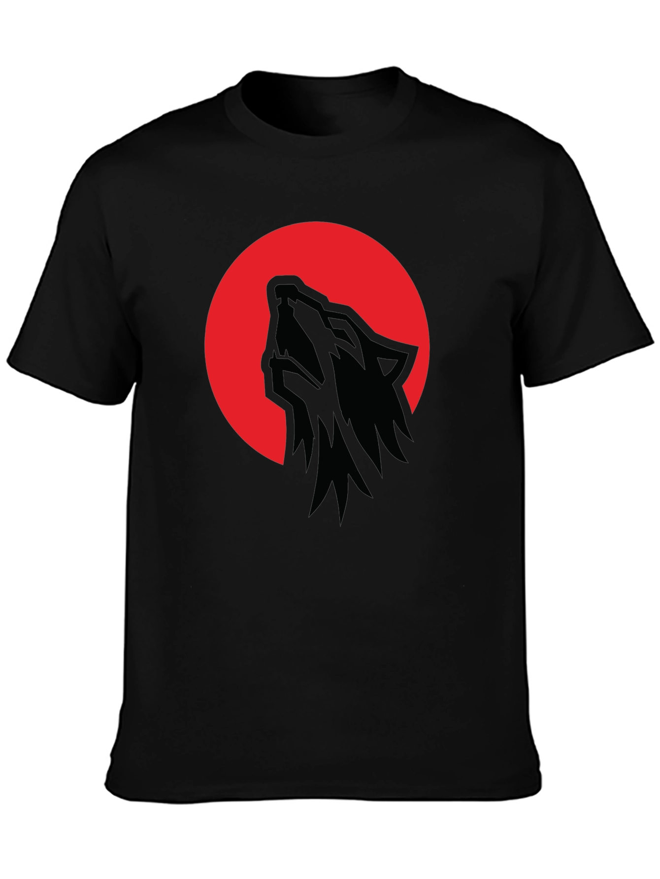 Black Wolf Moon T-Shirt - Men's Black Graphic Tee view 3