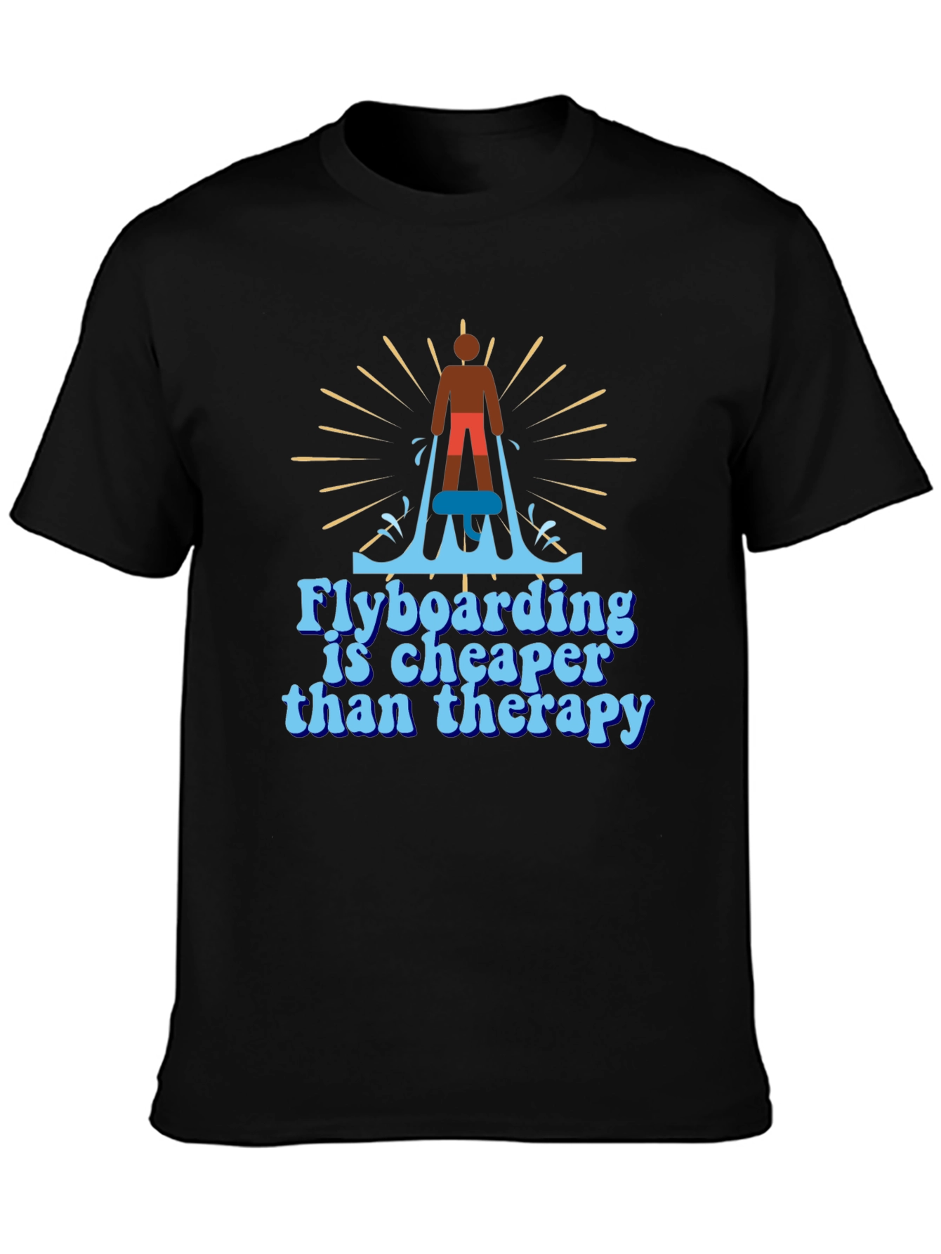 Black Flyboarding Therapy T-Shirt - Hobby Graphic Tee view 3