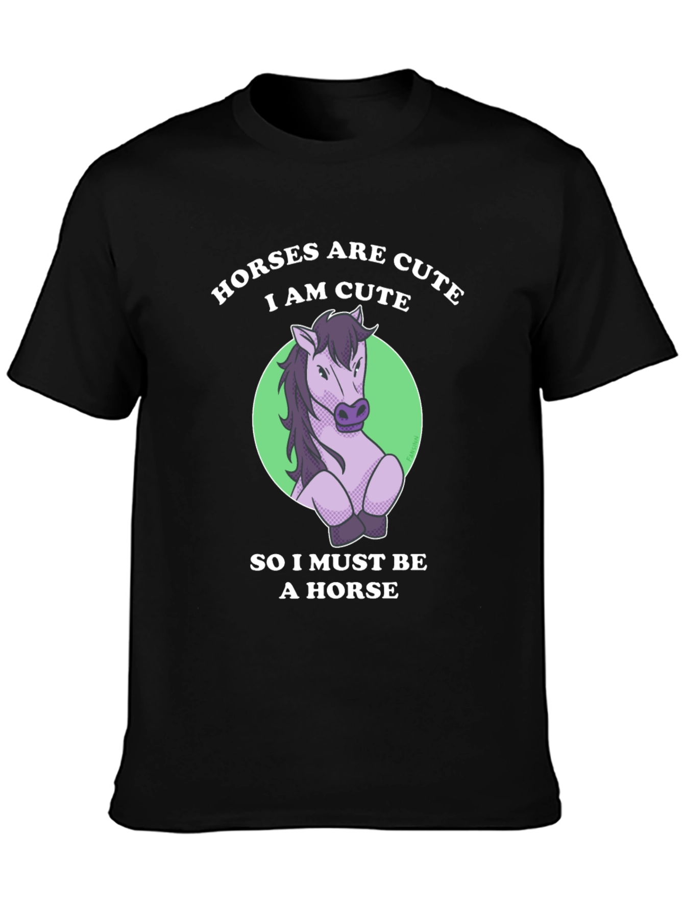 Black Cute Horse T-Shirt - Funny Animal Lover Tee view 3
