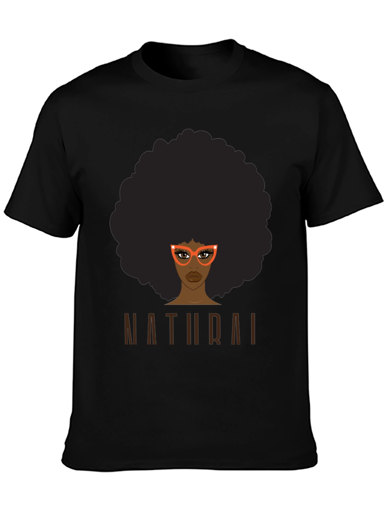 Black Natural Afro Graphic Tee - Unisex Black T-Shirt view 3