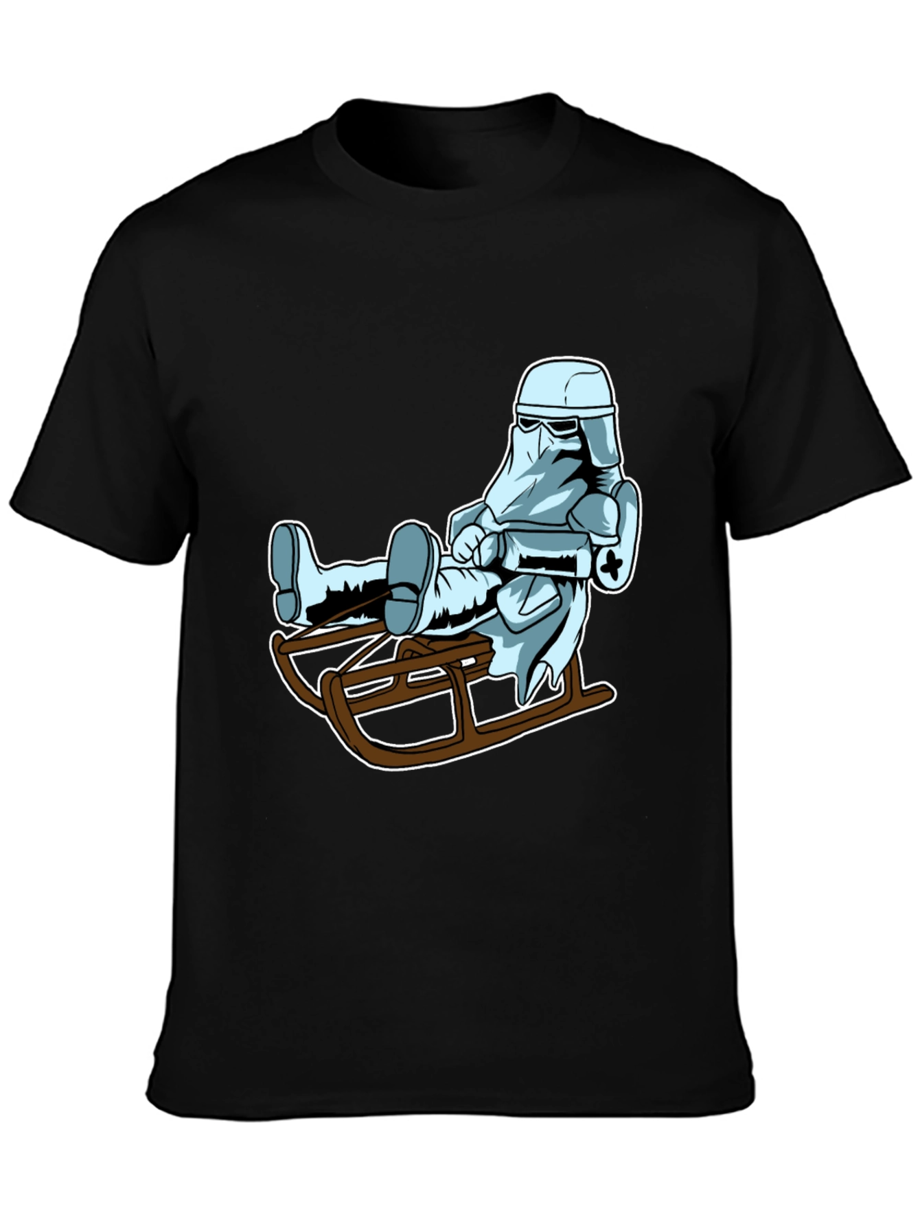 Black Cool Stormtrooper Sledding Graphic Tee view 3