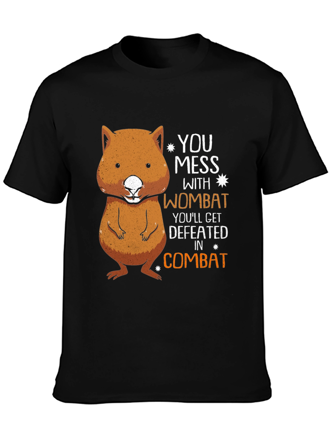 Black Wombat Combat T-Shirt - Funny Animal Tee view 3