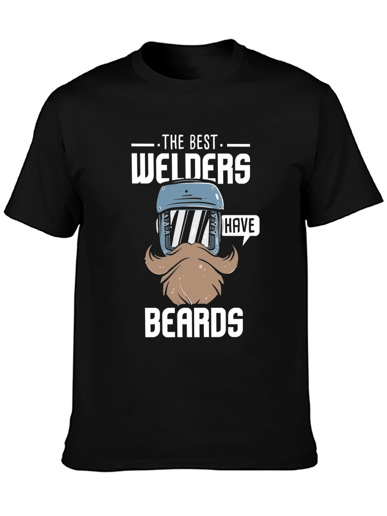 Black Best Welders Have Beards T-Shirt - Black Cotton Tee view 3