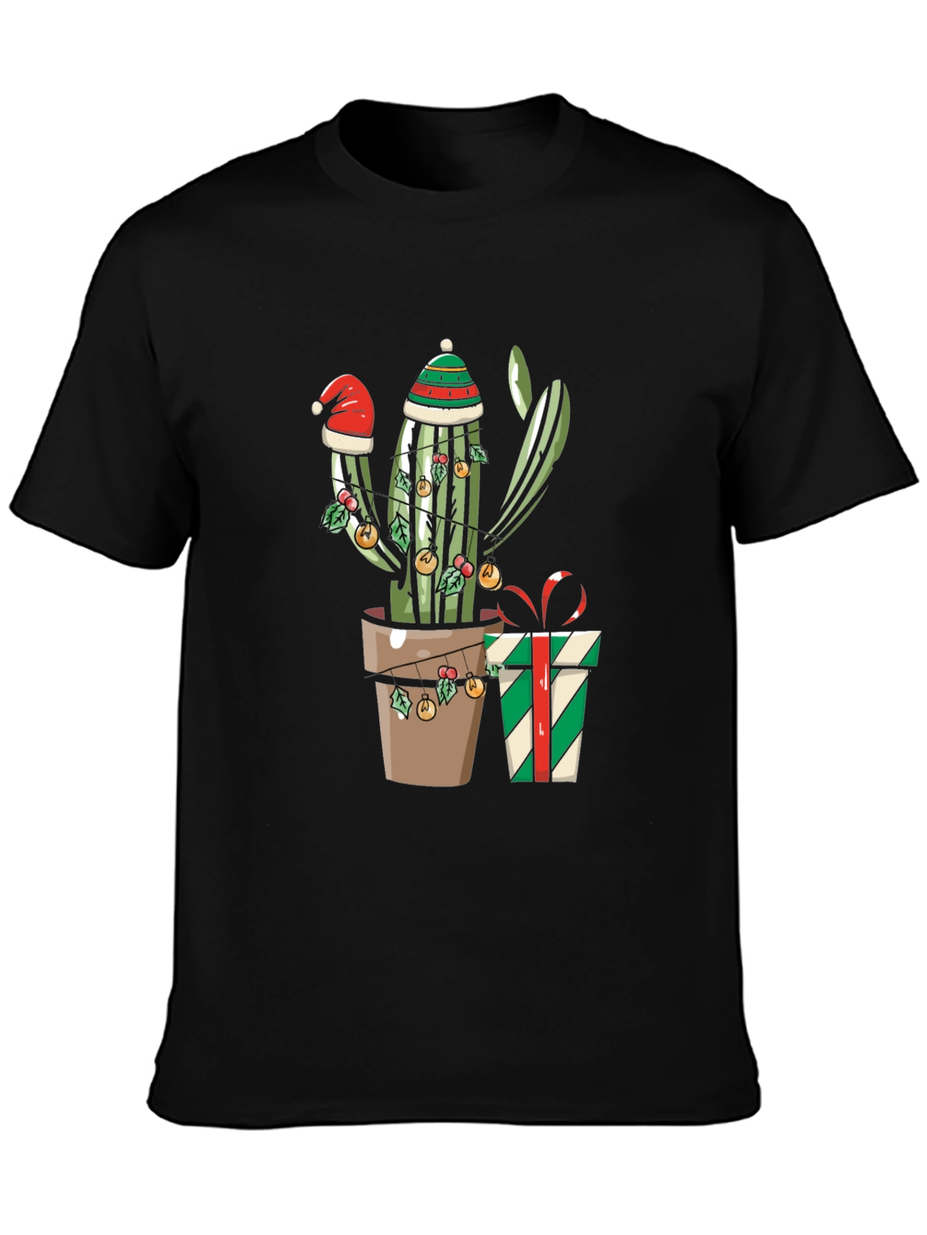 Black Festive Cactus Graphic Tee view 3