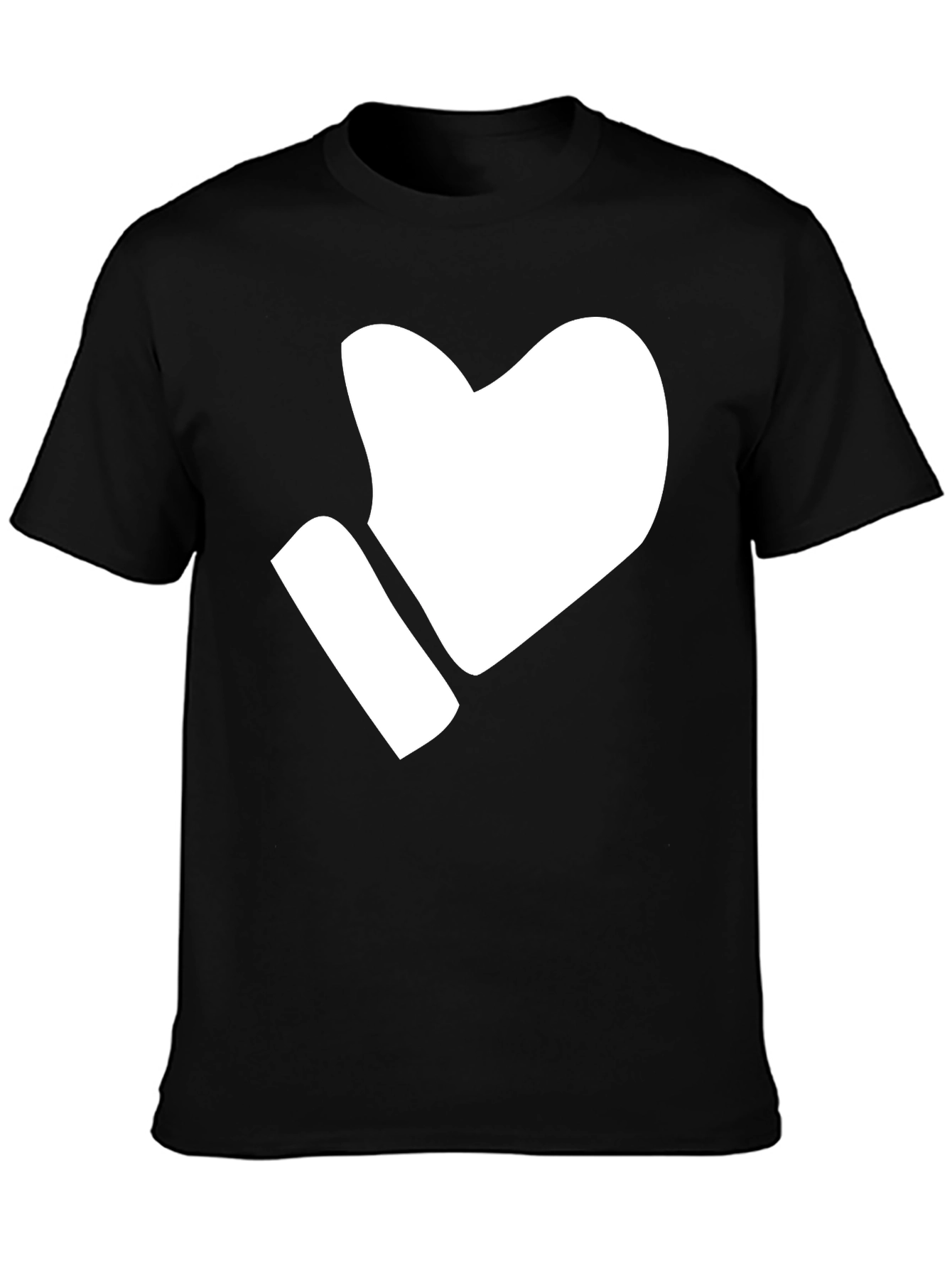 Black I Heart T-Shirt - Black Casual Tee with White Graphic view 3