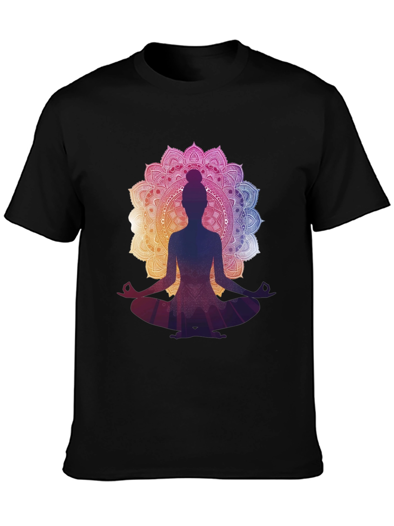 Black Yoga Mandala Graphic Tee - Meditation T-Shirt view 3