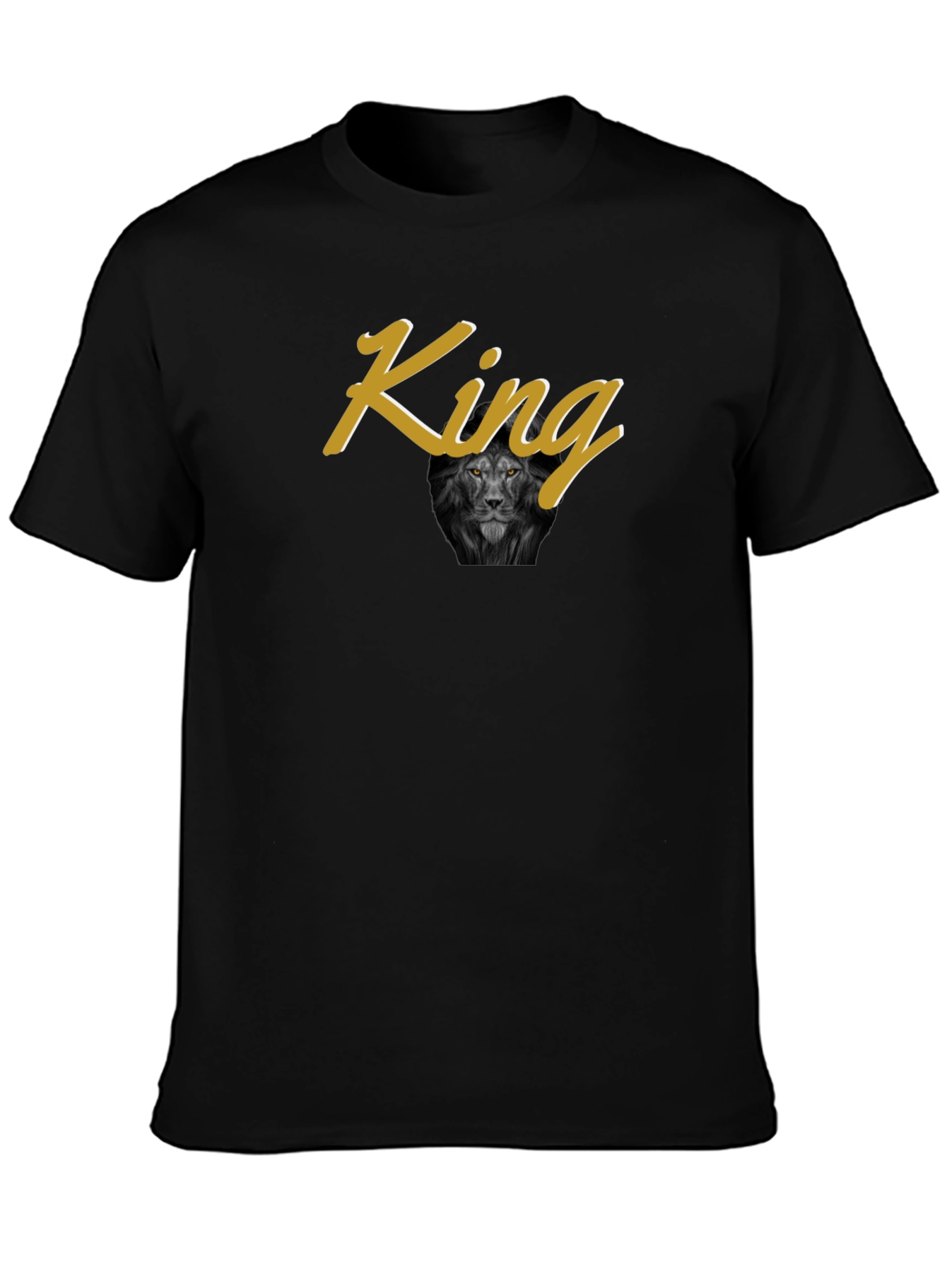 Black King Lion Graphic Print Black T-Shirt view 3