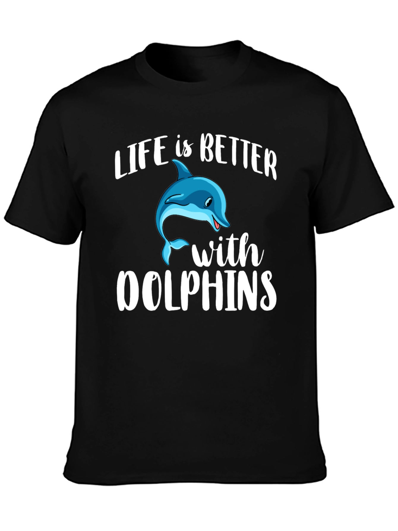 Black Life is Better With Dolphins Graphic Tee view 3