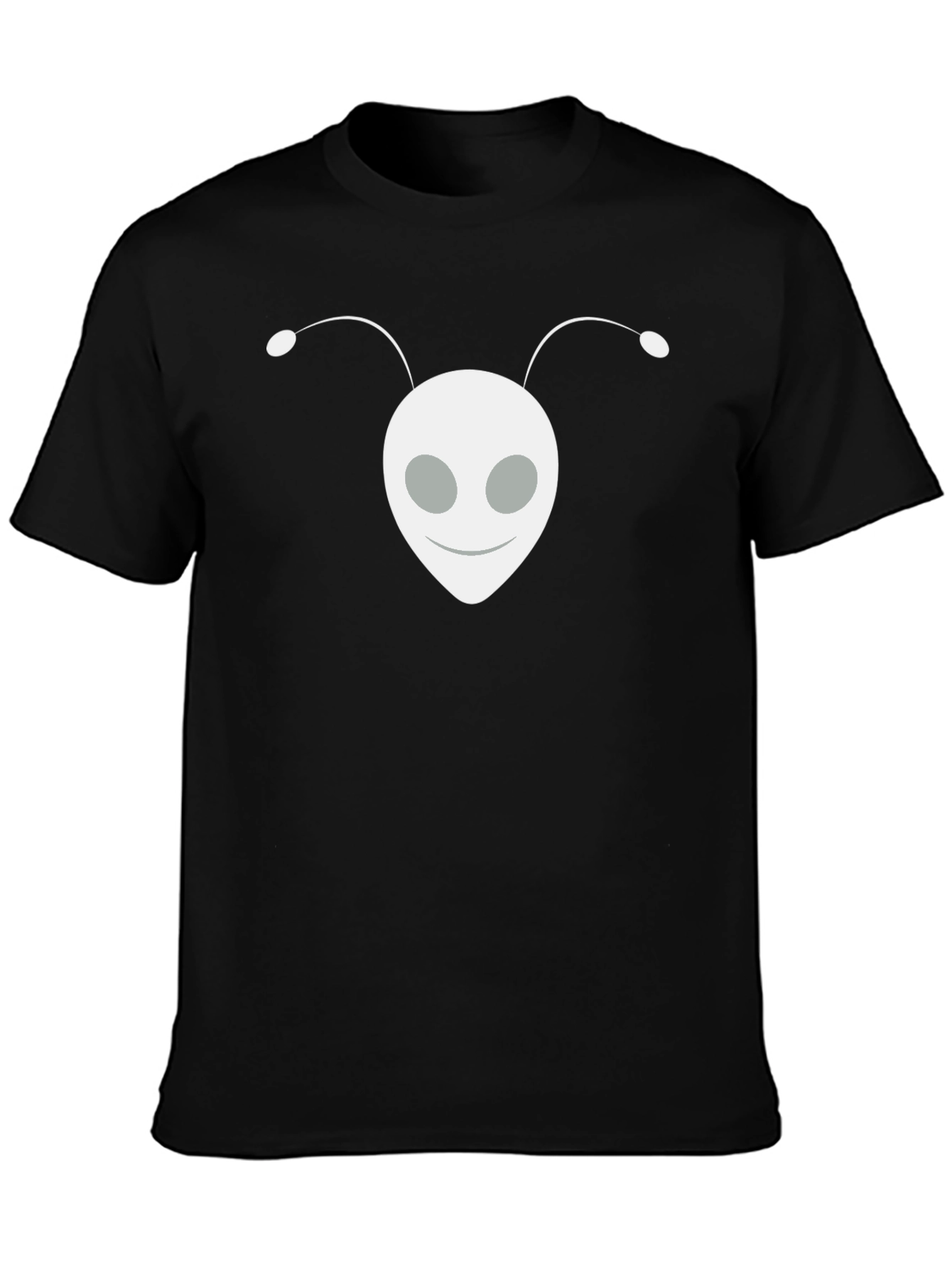 Black Alien Head Graphic Tee - Black Cotton Blend Shirt view 3