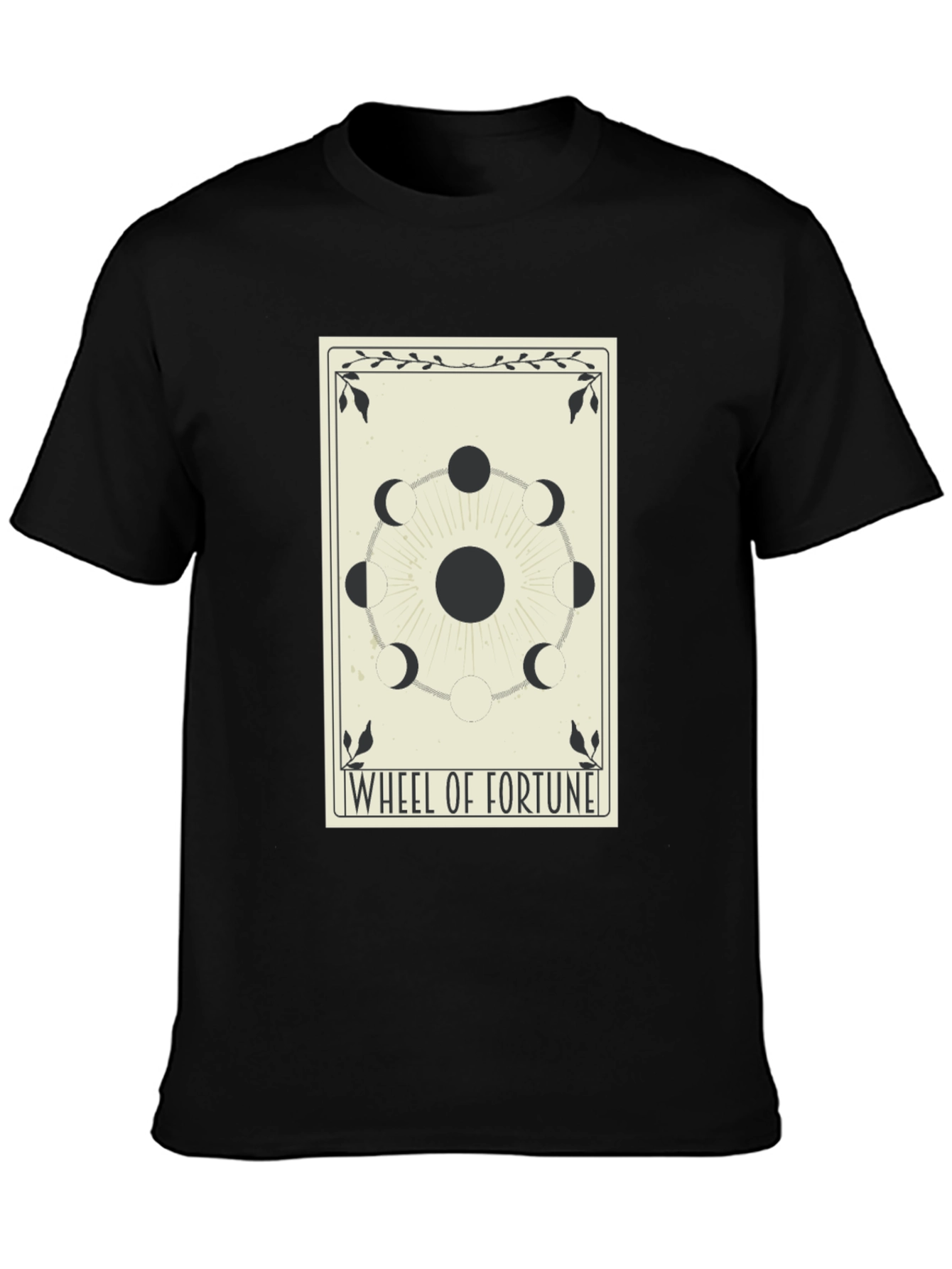 Black Wheel of Fortune Tarot Card Graphic T-Shirt view 3