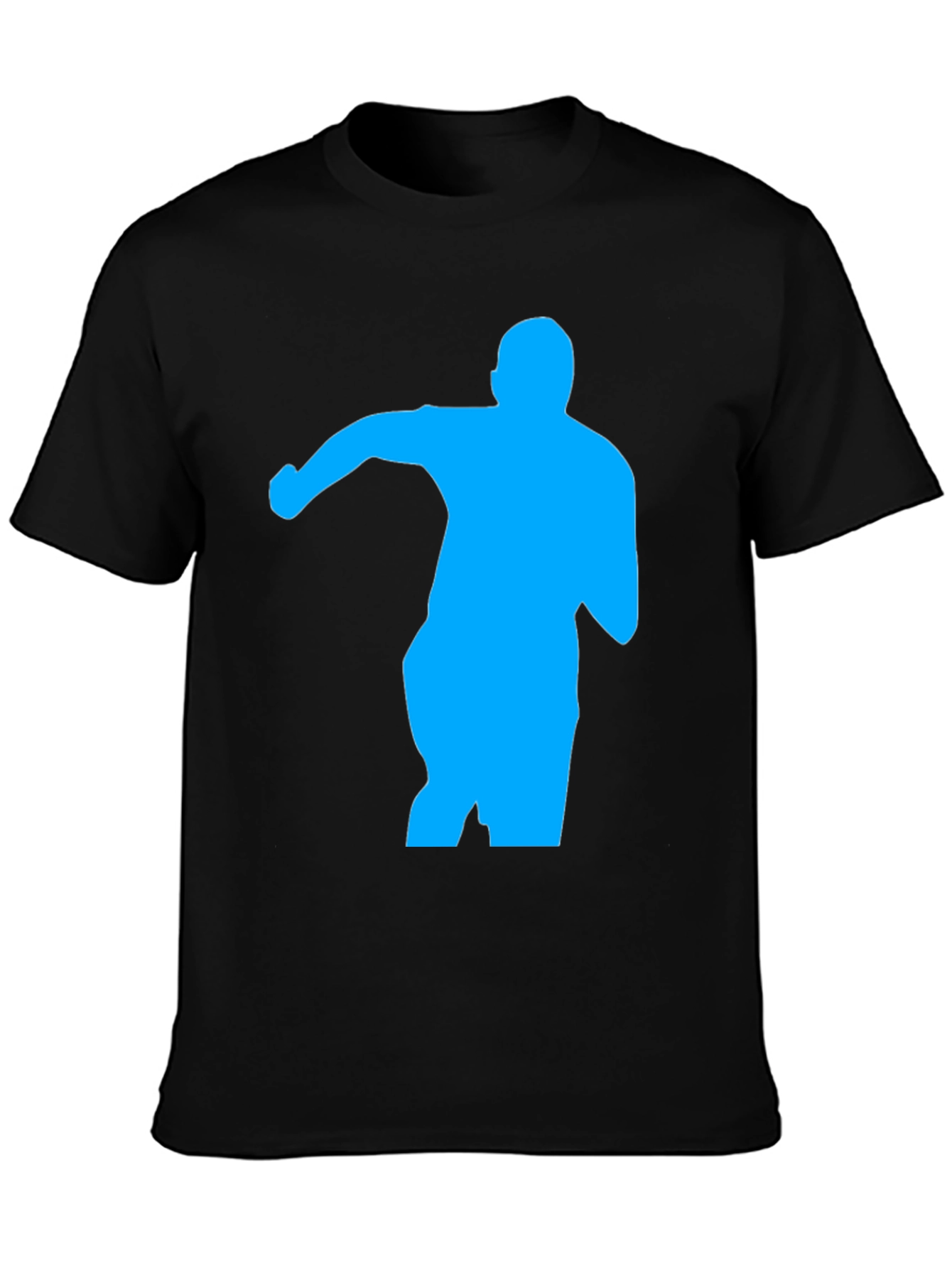 Black Men's Black T-Shirt with Blue Silhouette Graphic view 3