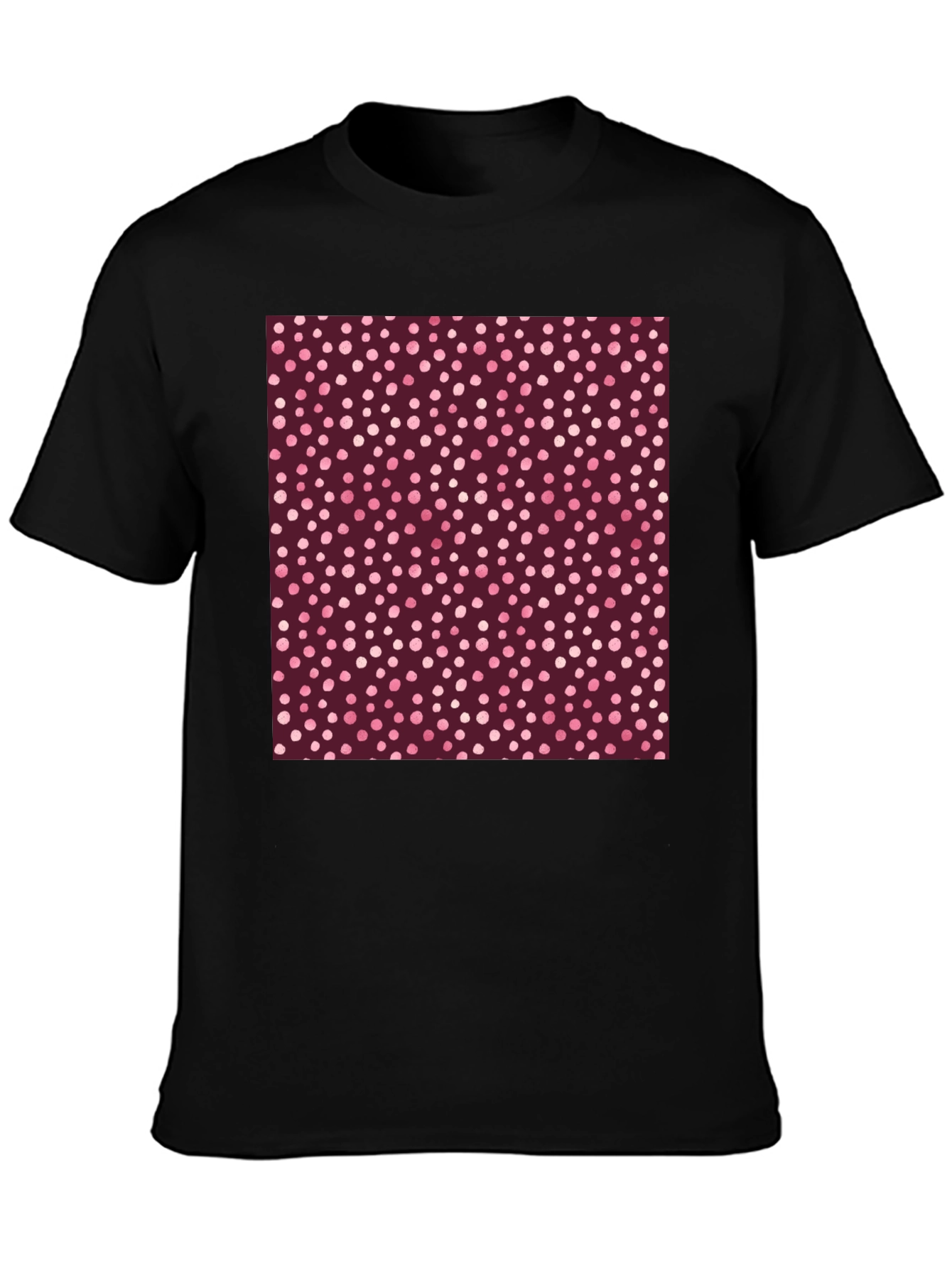 Black Stylish Polka Dot Print Black T-Shirt view 3