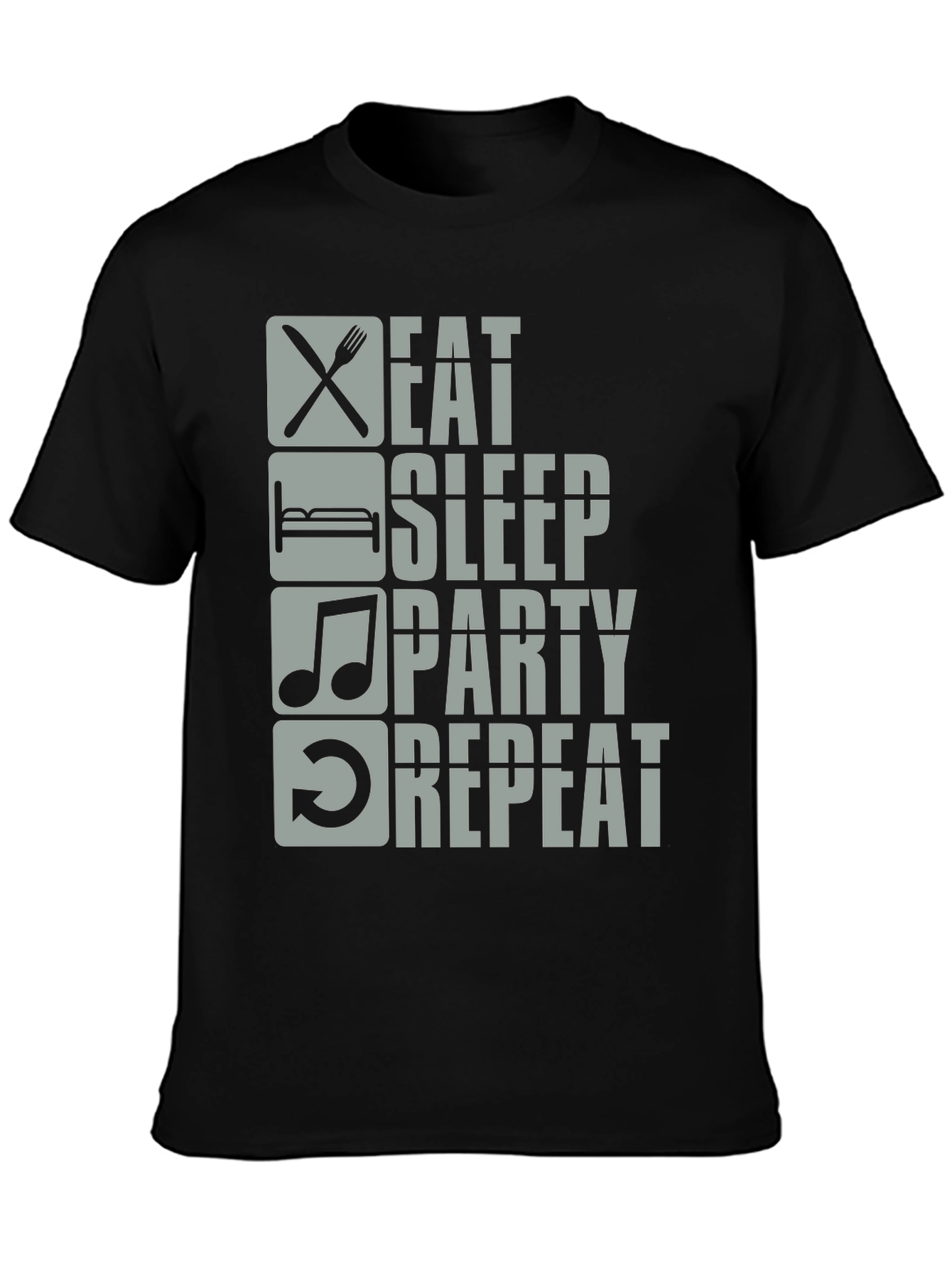 Black Eat Sleep Party Repeat Graphic Tee view 3