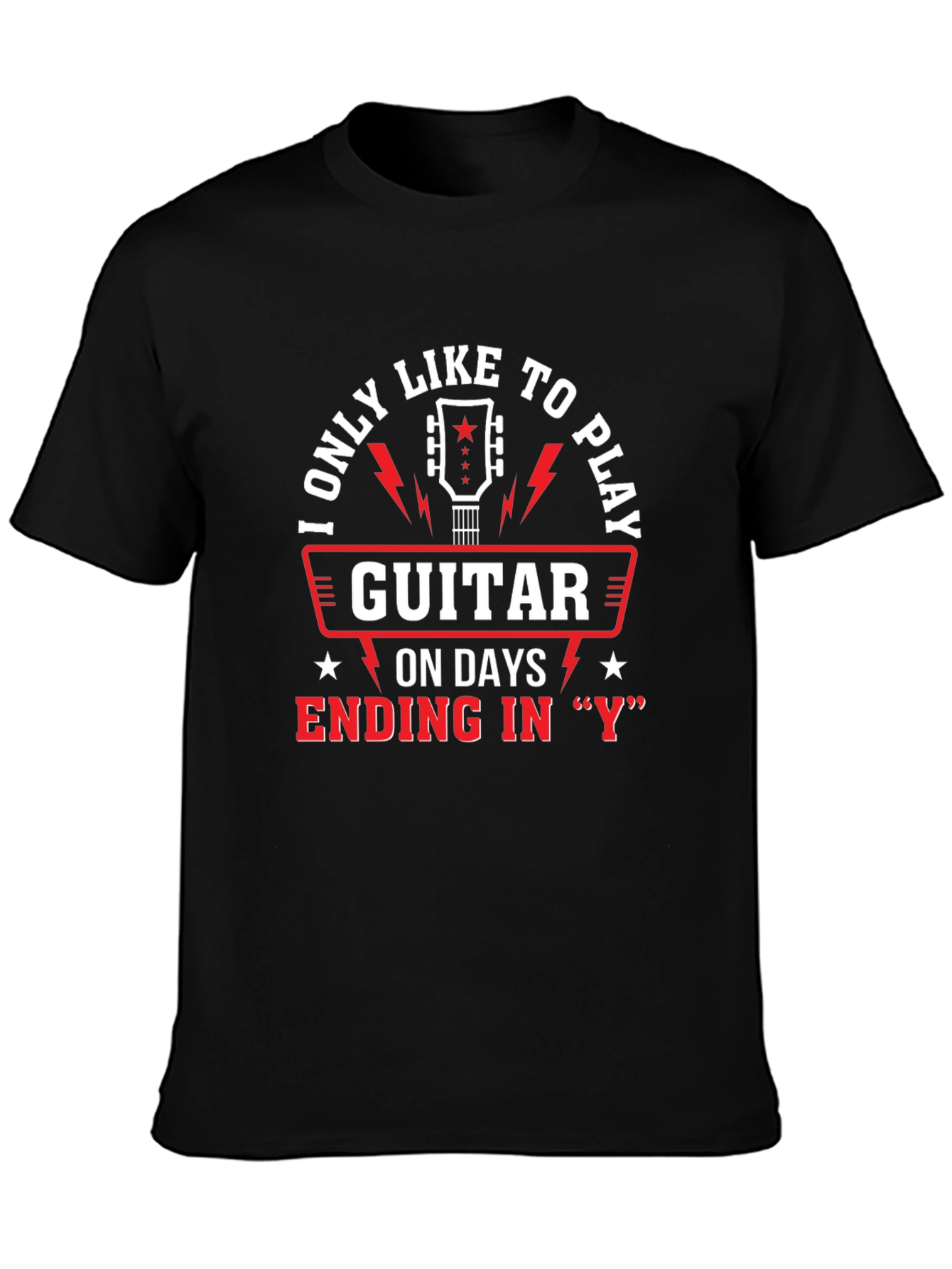 Black Guitar Player T-Shirt - Days Ending in "Y" view 3
