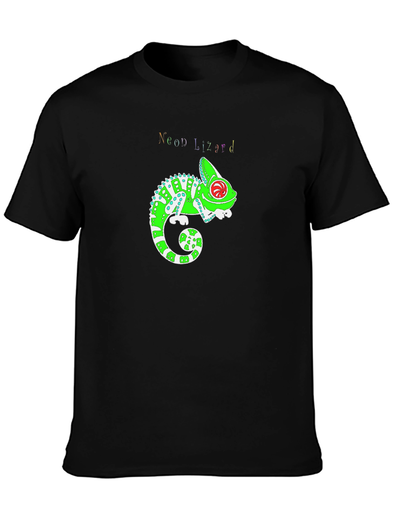 Black Neon Lizard Graphic T-Shirt - Cool Animal Print view 3