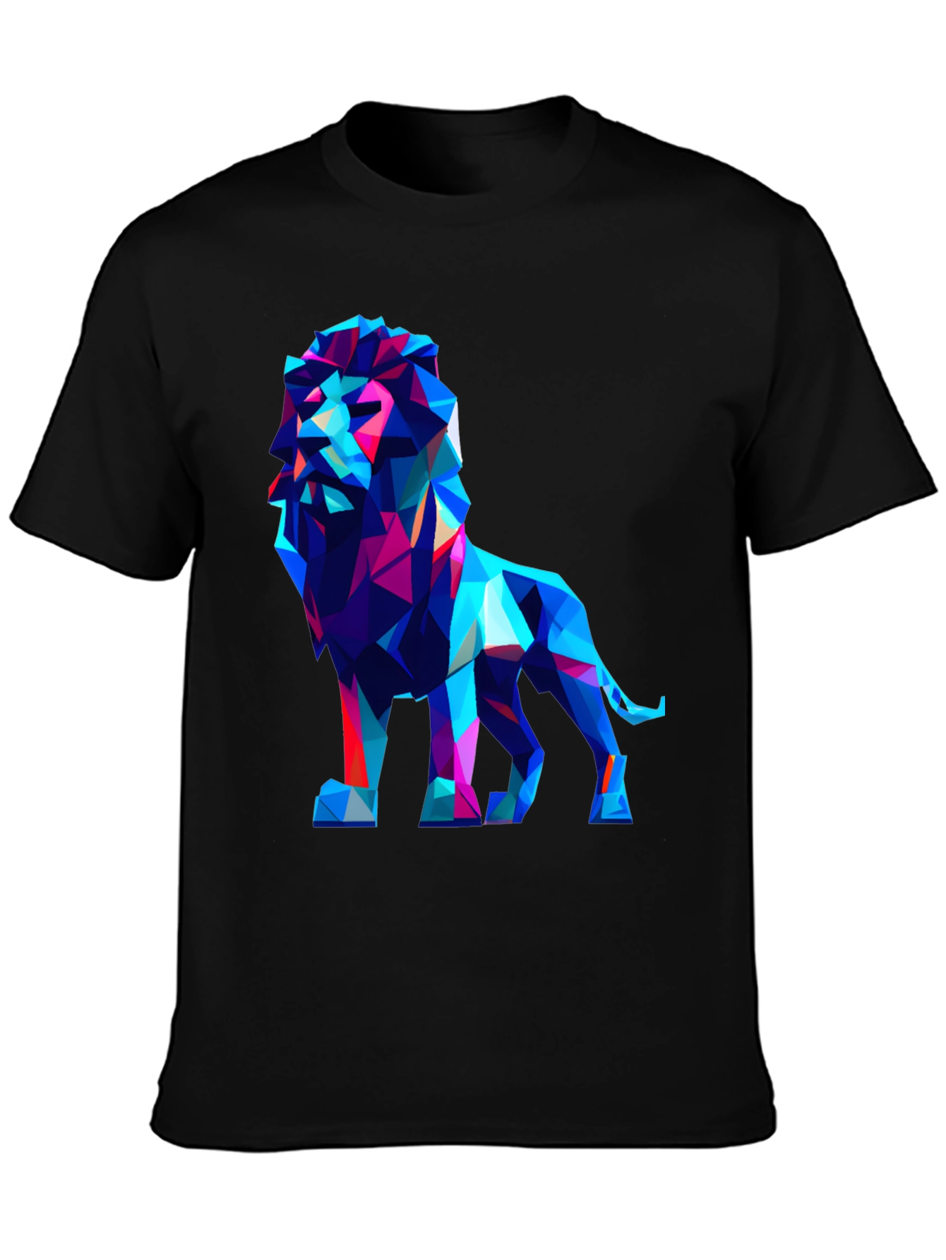 Black Geometric Lion Graphic Tee - Modern Art Shirt view 3