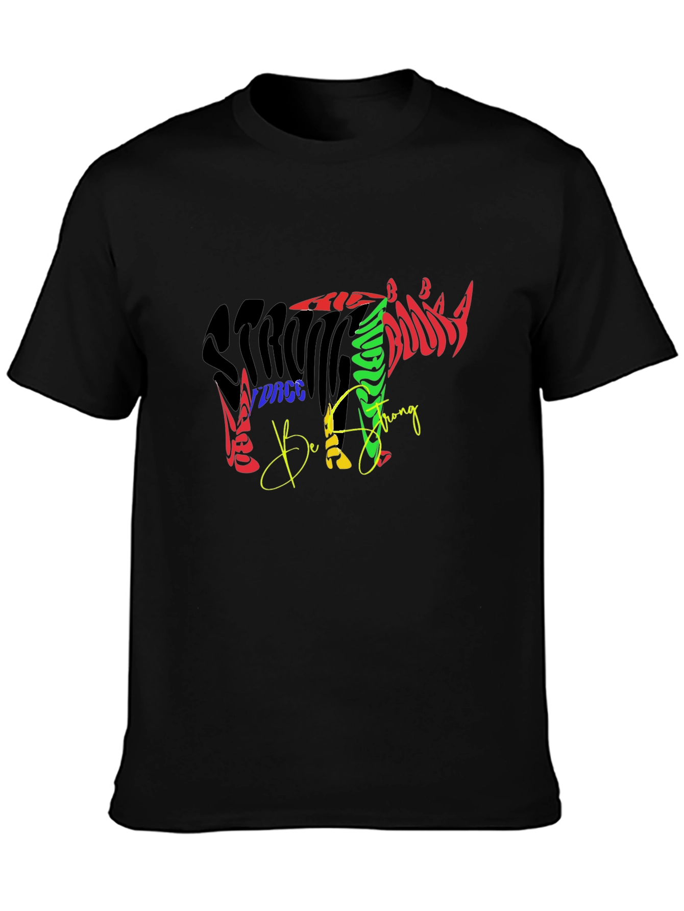 Black Strong Rhino Graphic T-Shirt view 3