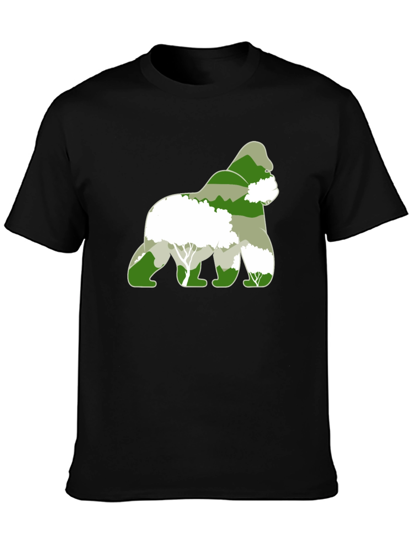 Black Gorilla Forest Graphic Tee - Nature Lover Shirt view 3