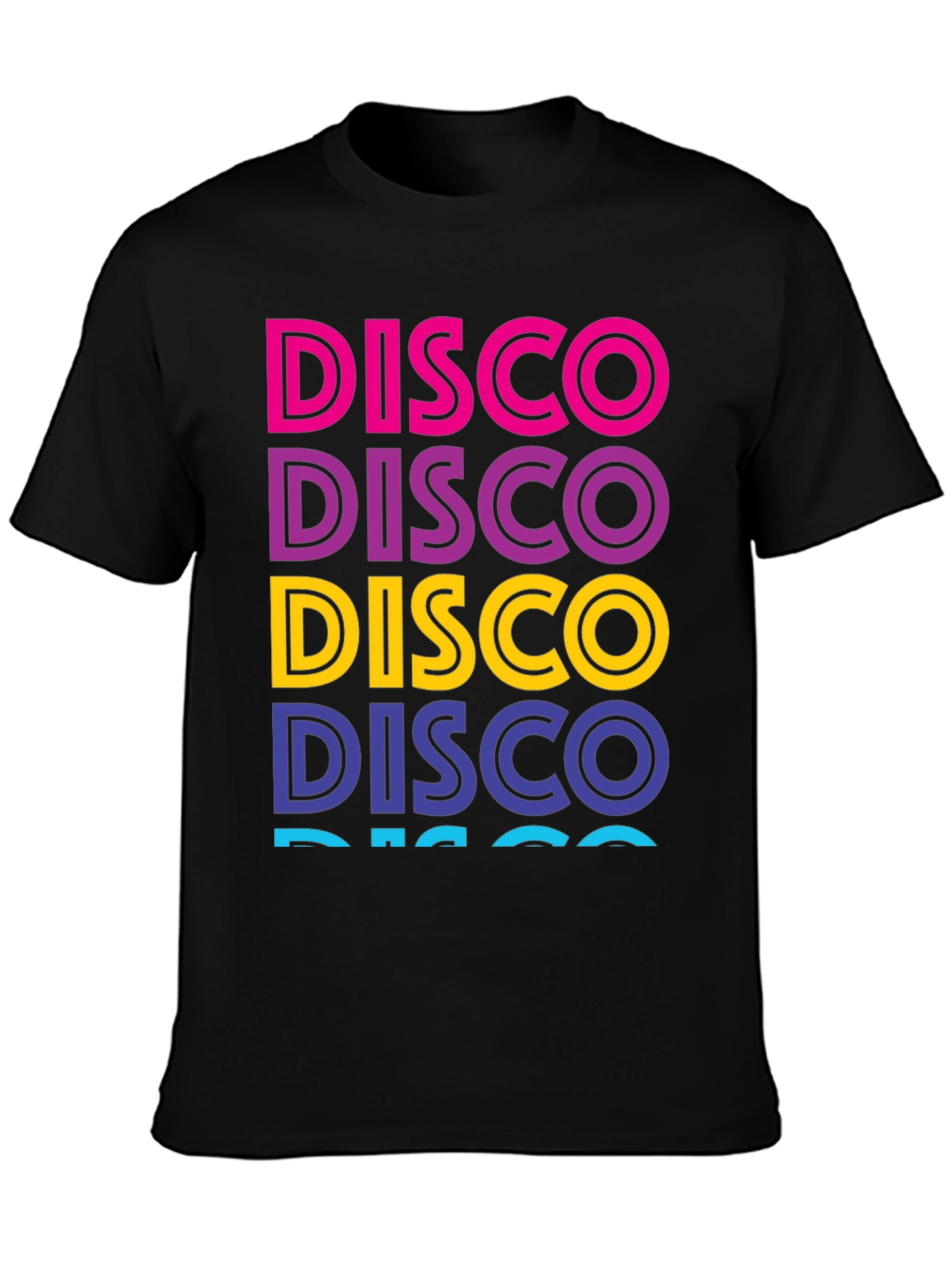 Black Retro Disco T-Shirt - Colorful Word Art view 3