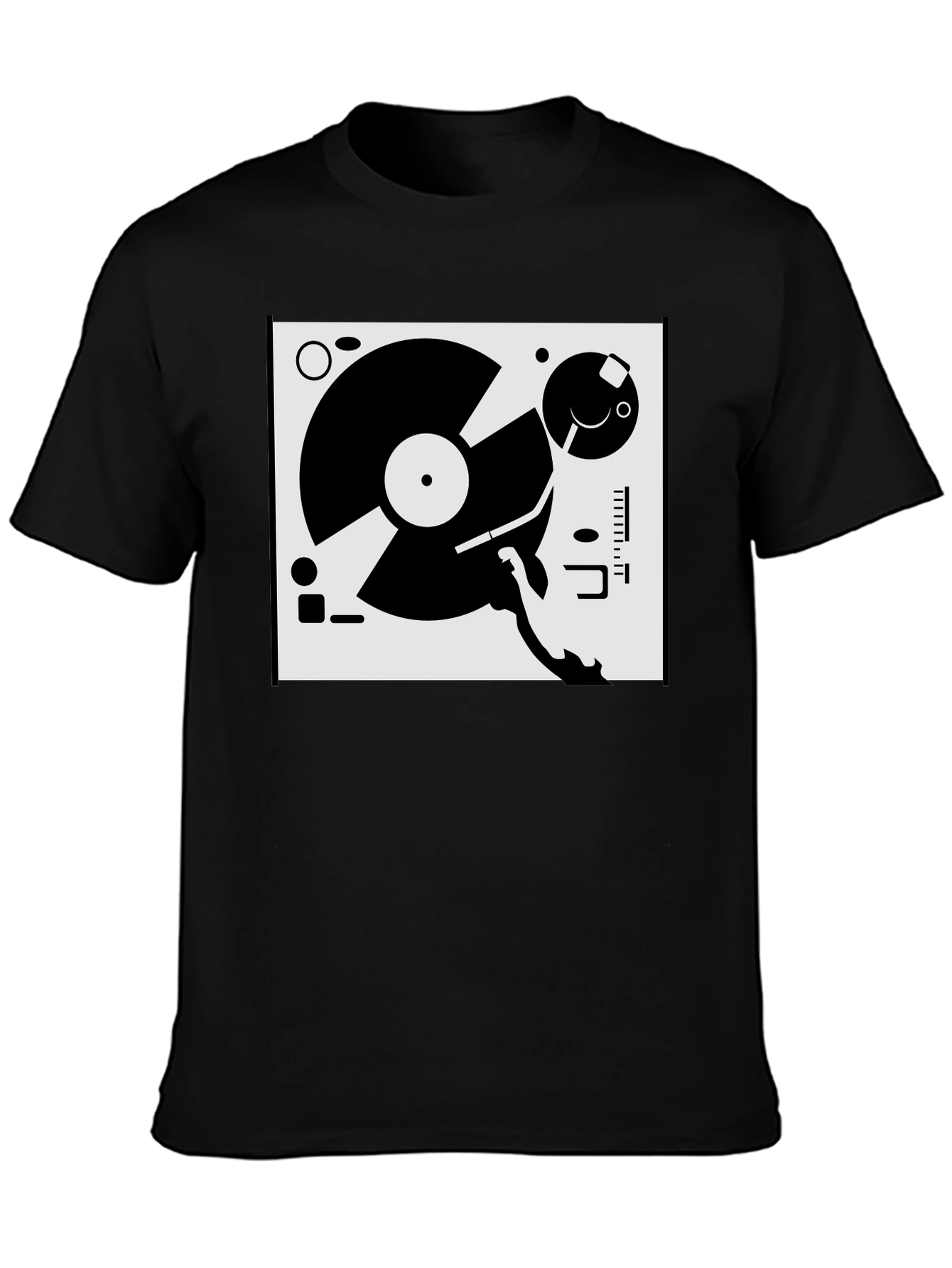 Black Retro Turntable Graphic Tee - Black view 3
