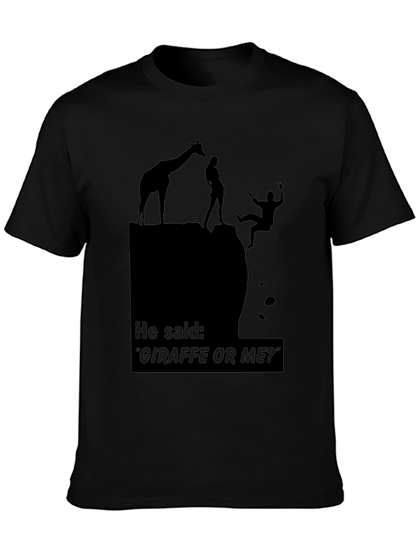 Black Giraffe or Me Funny Graphic T-Shirt view 3