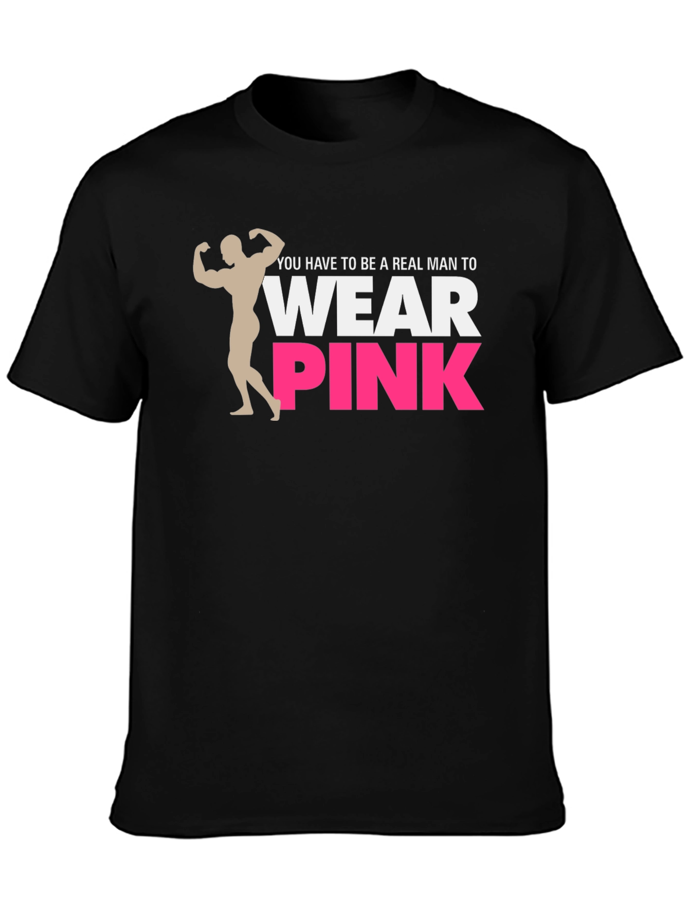 Black Real Man Wear Pink Graphic Tee view 3