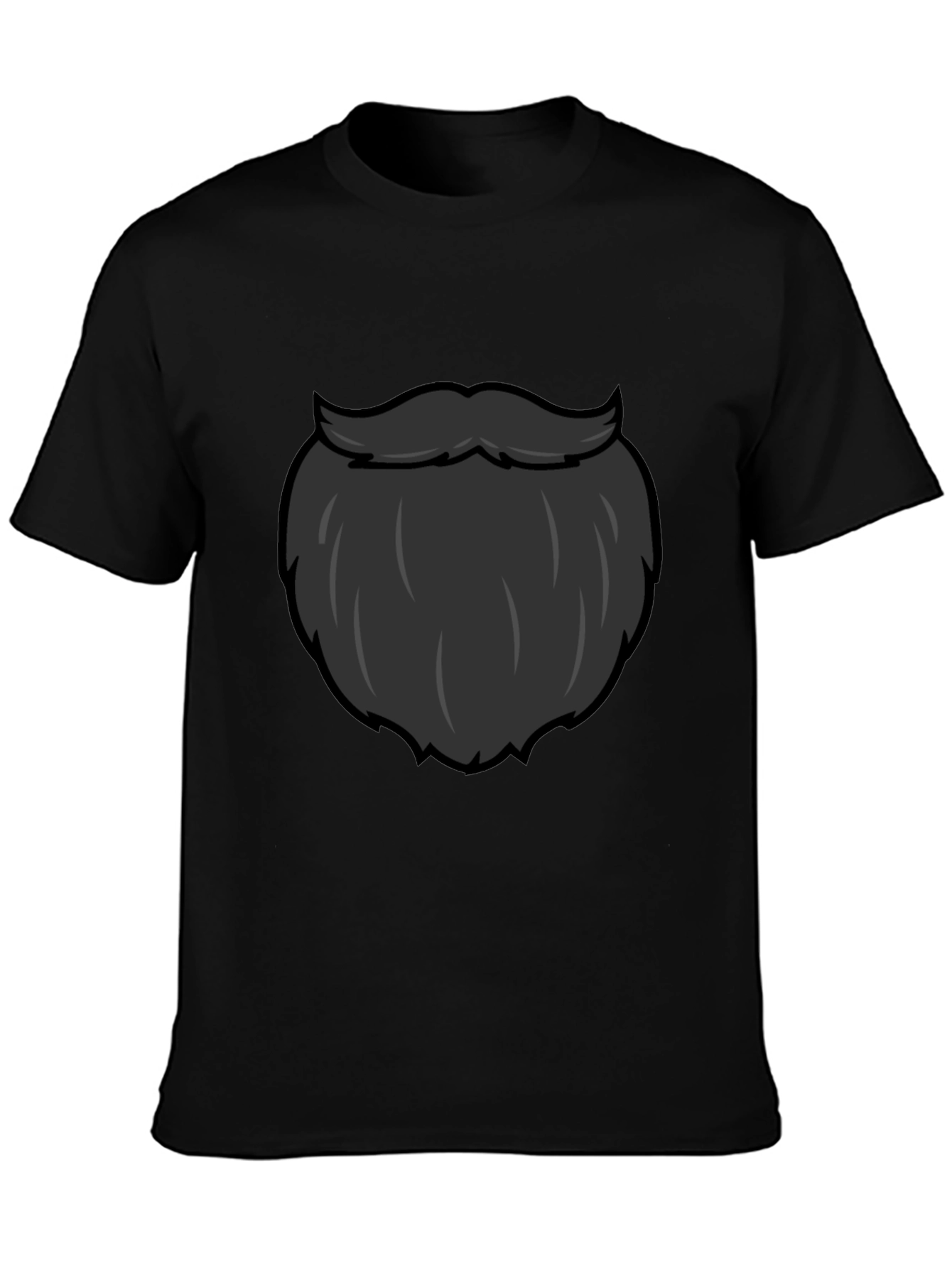 Black Funny Beard Graphic T-Shirt - Black Crew Neck Tee view 3