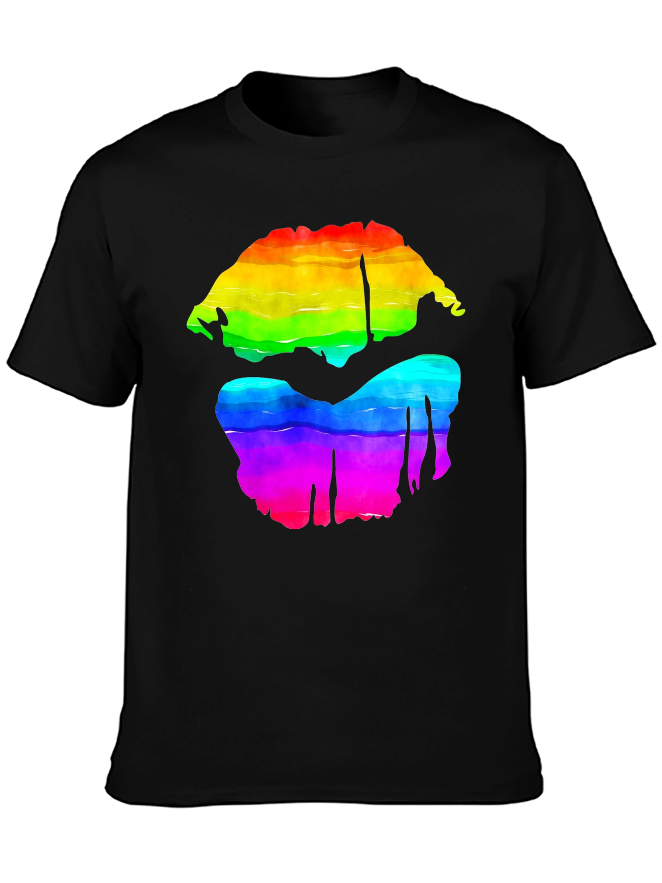 Black Rainbow Lips Graphic Tee - Bold Pride Shirt view 3