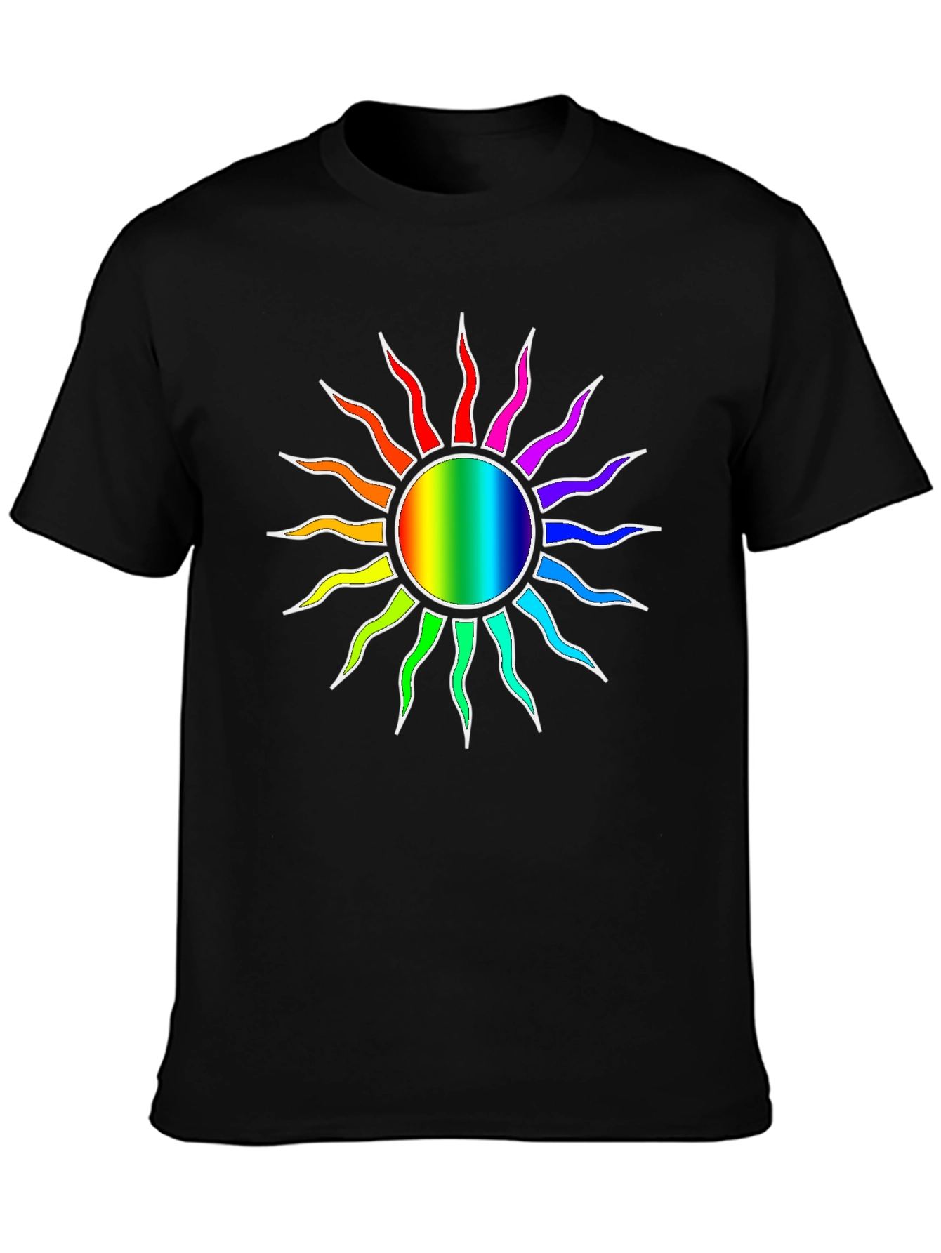 Black Rainbow Sun Graphic Black T-Shirt view 3