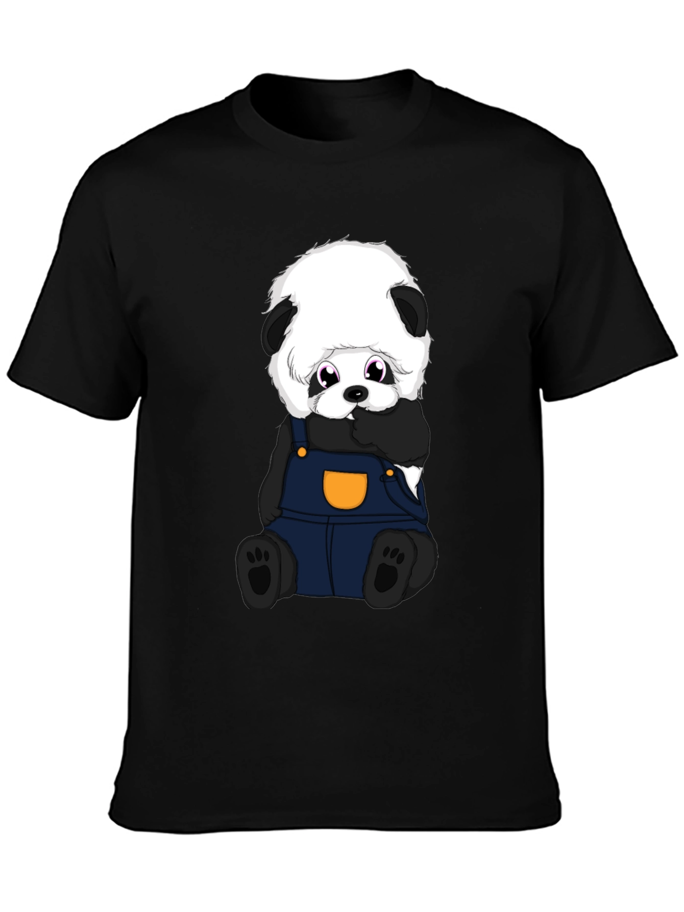 Black Cute Panda Bear T-Shirt - Soft Cotton Blend view 3
