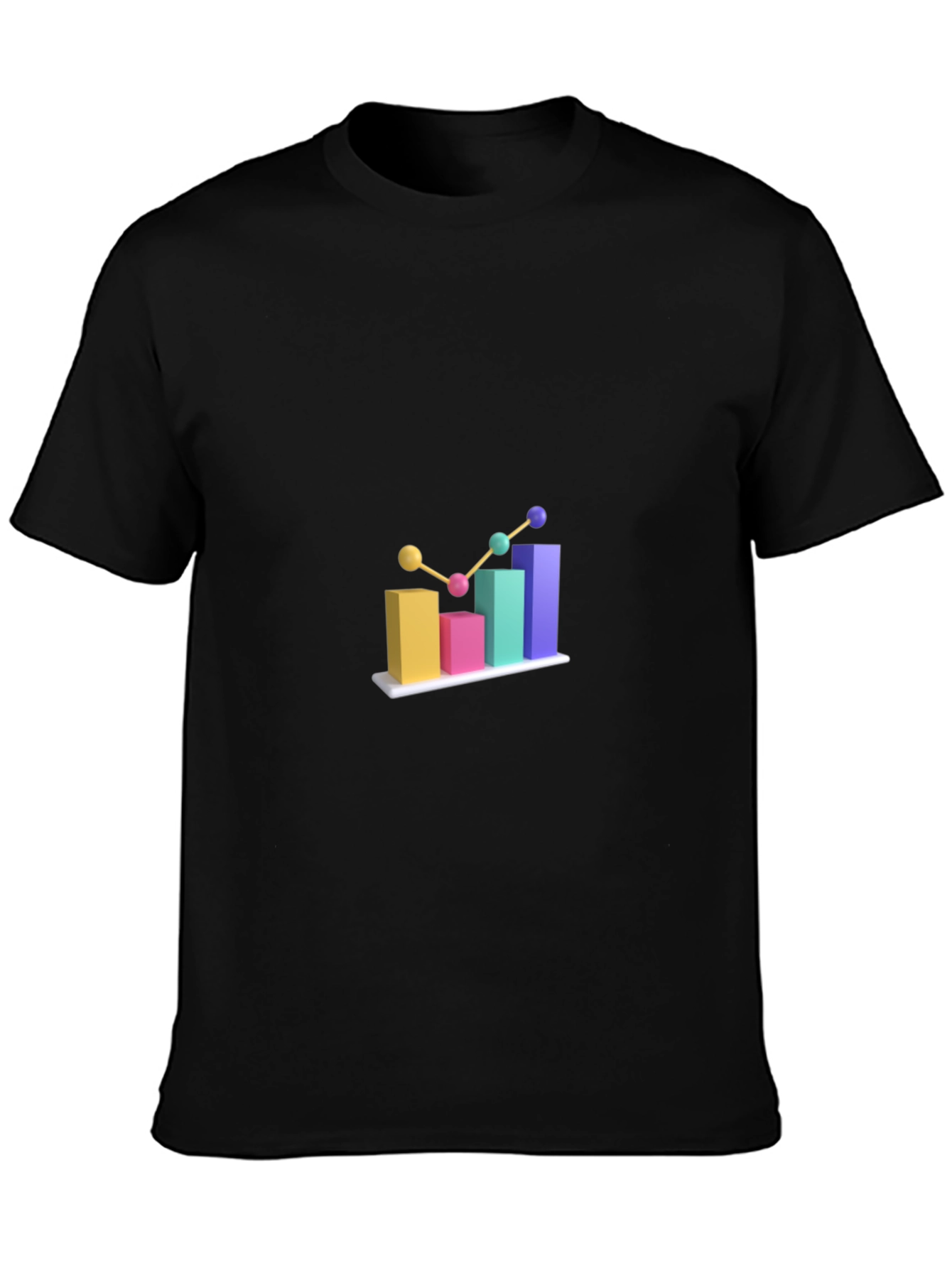 Black Trendy Bar Graph T-Shirt view 3