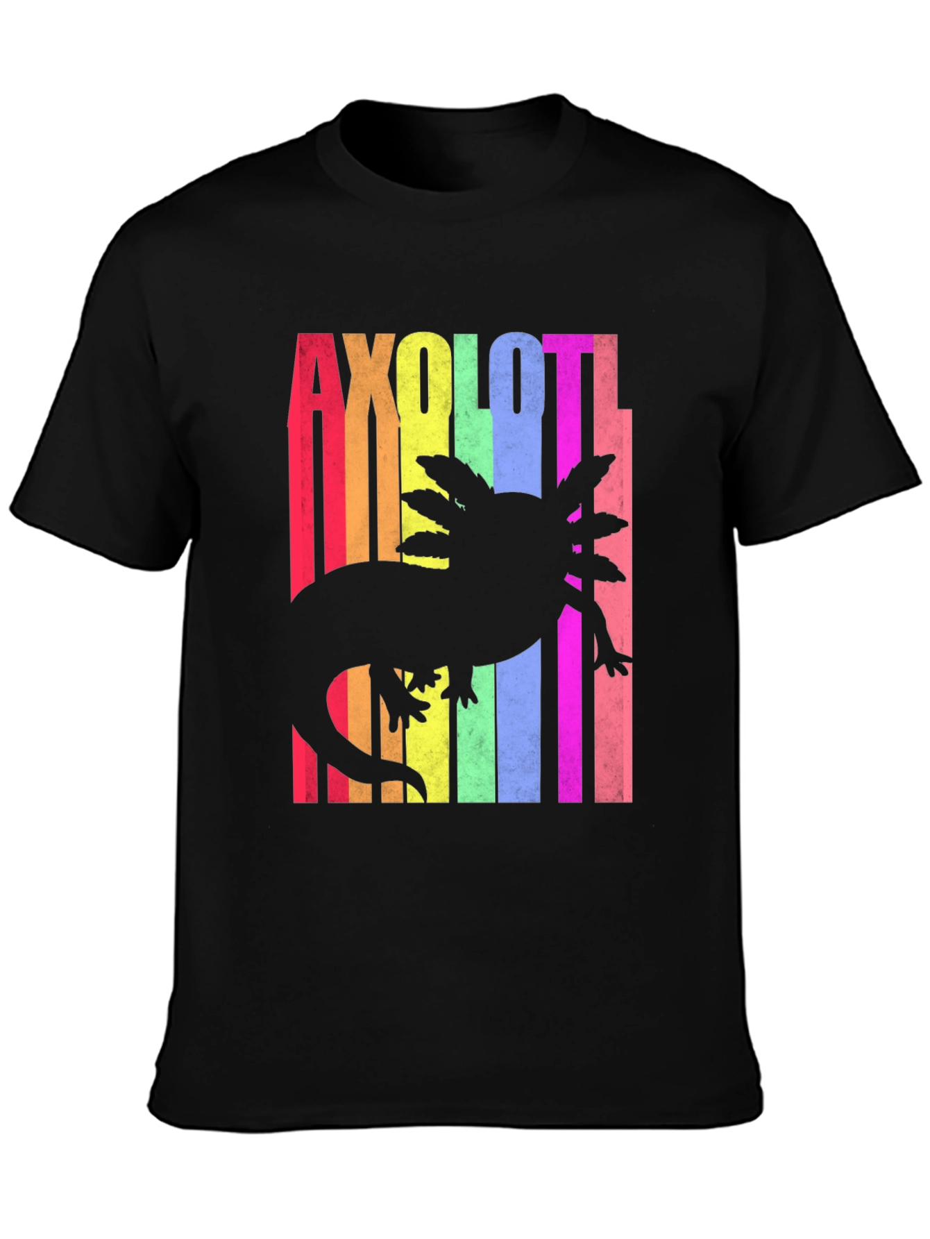 Black Axolotl Rainbow T-Shirt - Cute Salamander Tee view 3