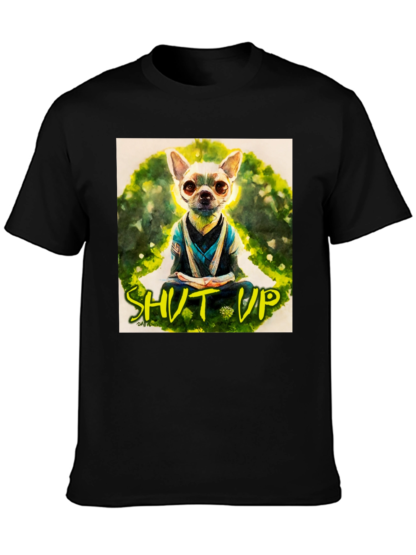 Black Zen Chihuahua T-Shirt - Meditating Dog Graphic Tee view 3