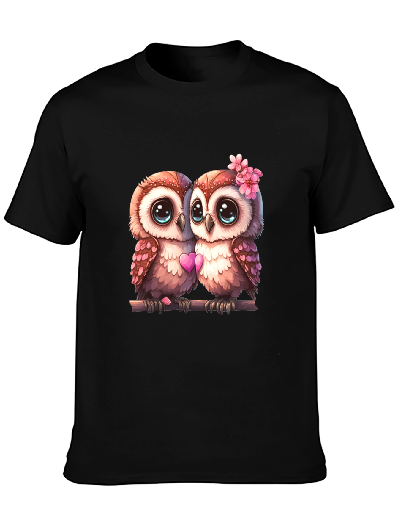 Black Owl Love T-Shirt - Cute Couple Owls Graphic Tee view 3