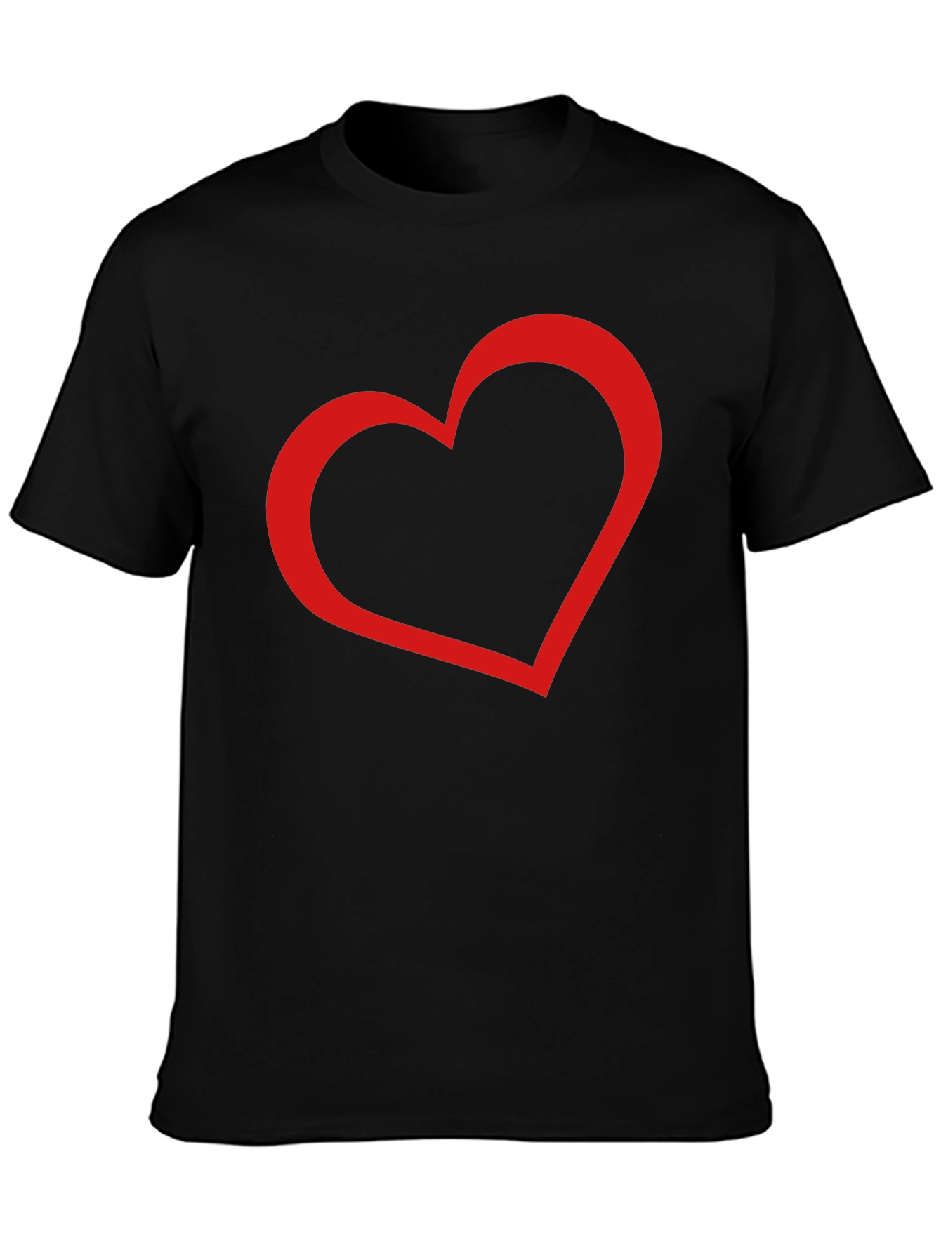 Black Men's Black Tee with Red Heart Graphic view 3