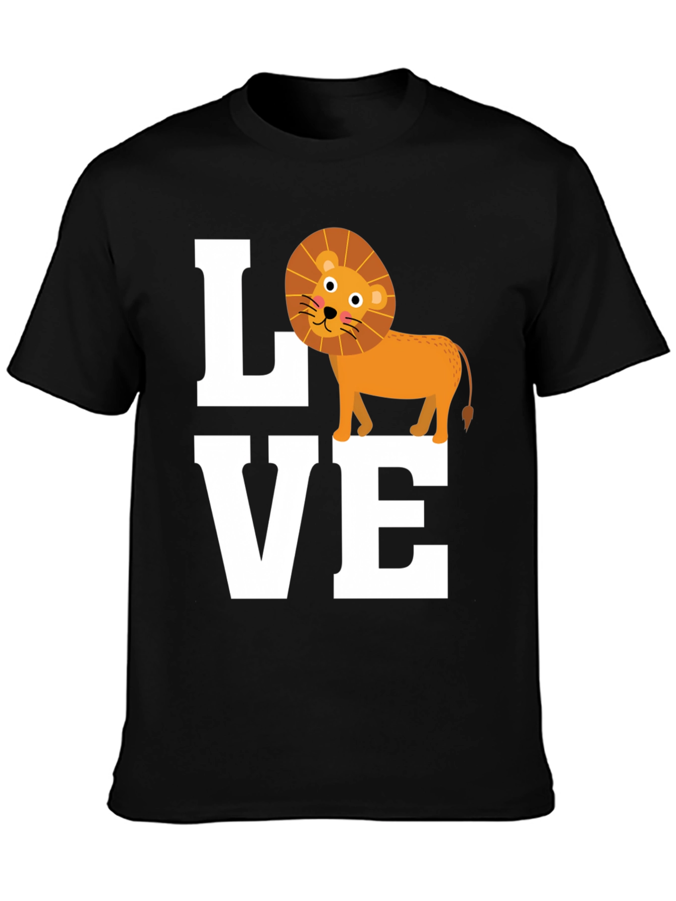Black Love Lion Graphic Tee - Cute Animal T-Shirt view 3