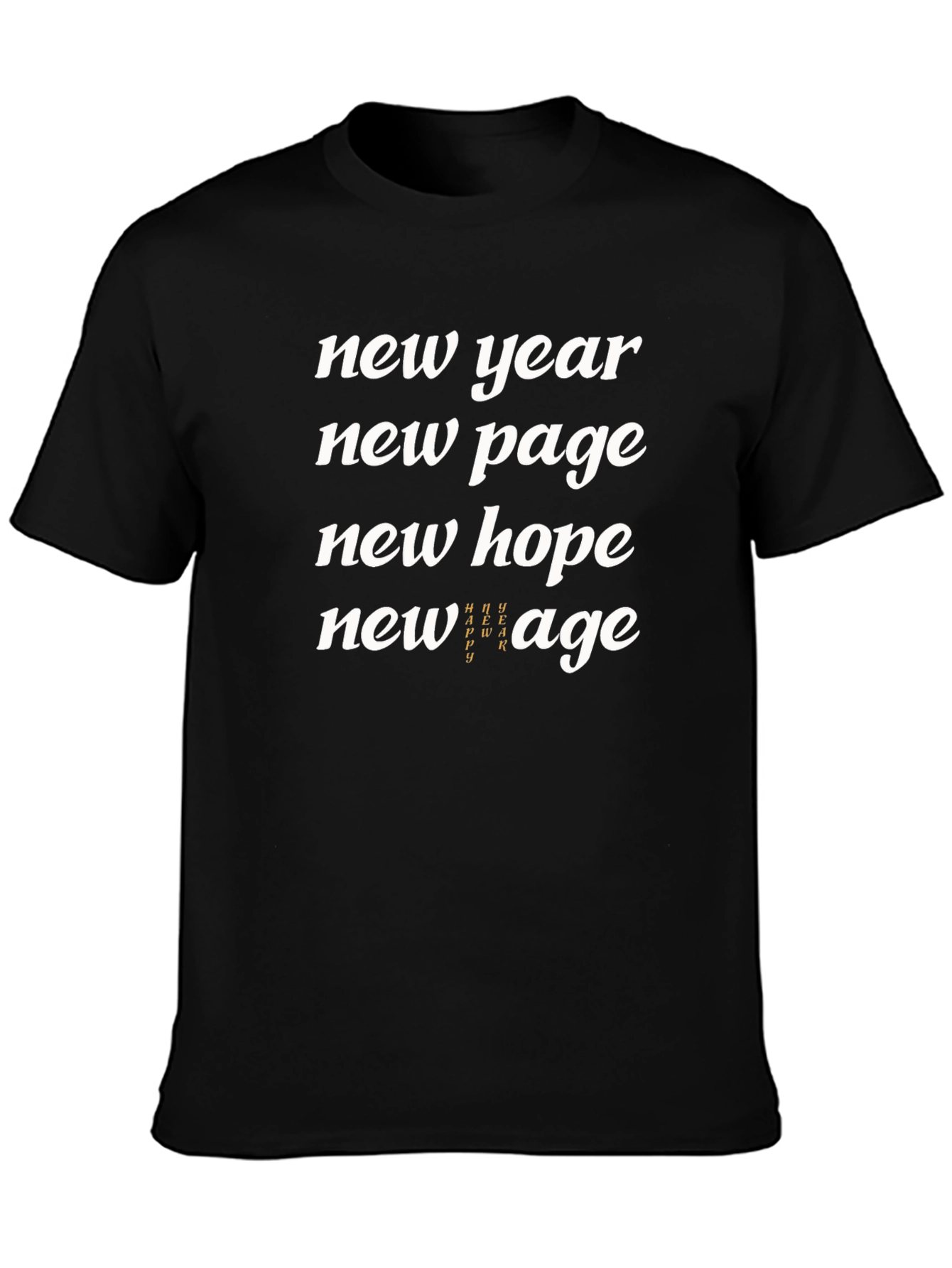 Black New Year New Page Graphic T-Shirt view 3