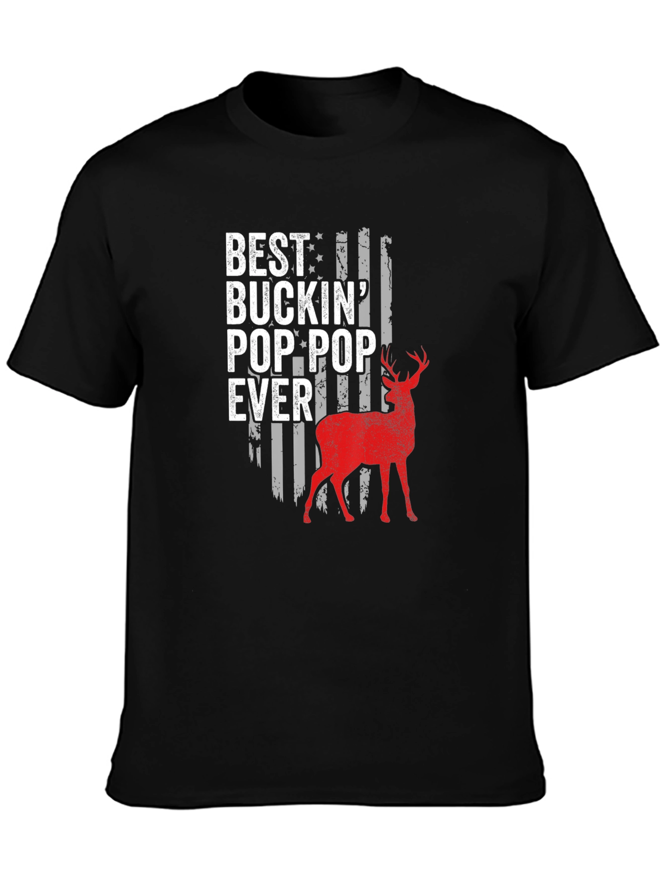 Black Best Buckin' Pop-Pop Ever Deer Hunting T-Shirt view 3