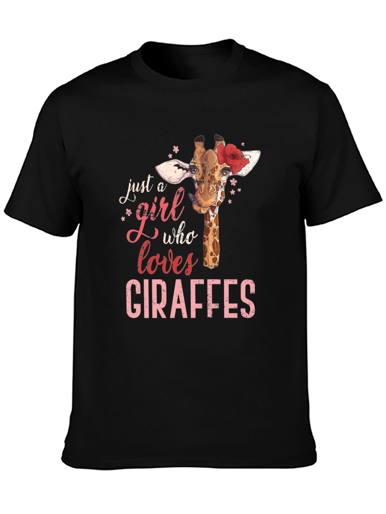 Black Giraffe Lover T-Shirt - Just a Girl Who Loves Giraffes view 3