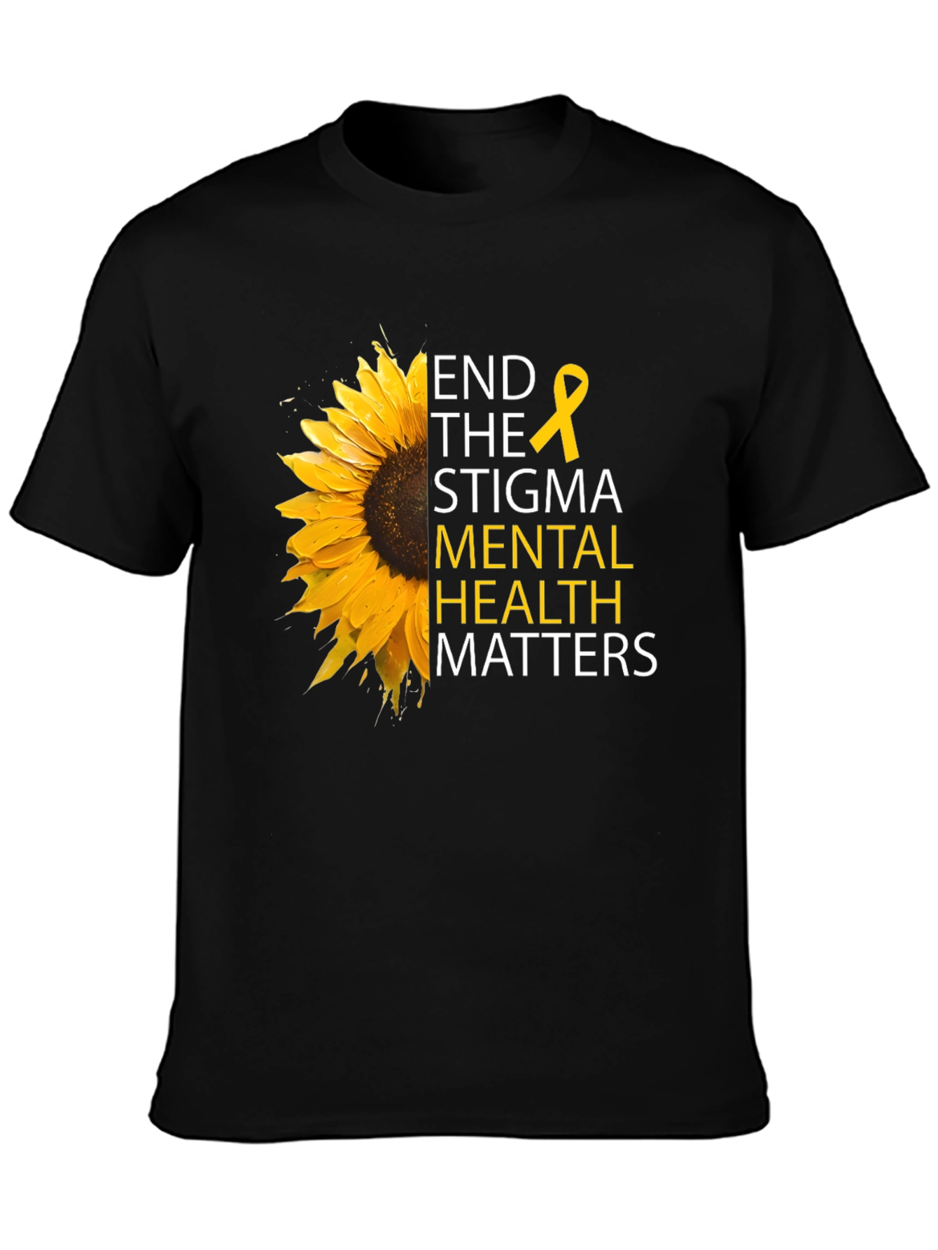 Black Mental Health Matters Sunflower T-Shirt view 3