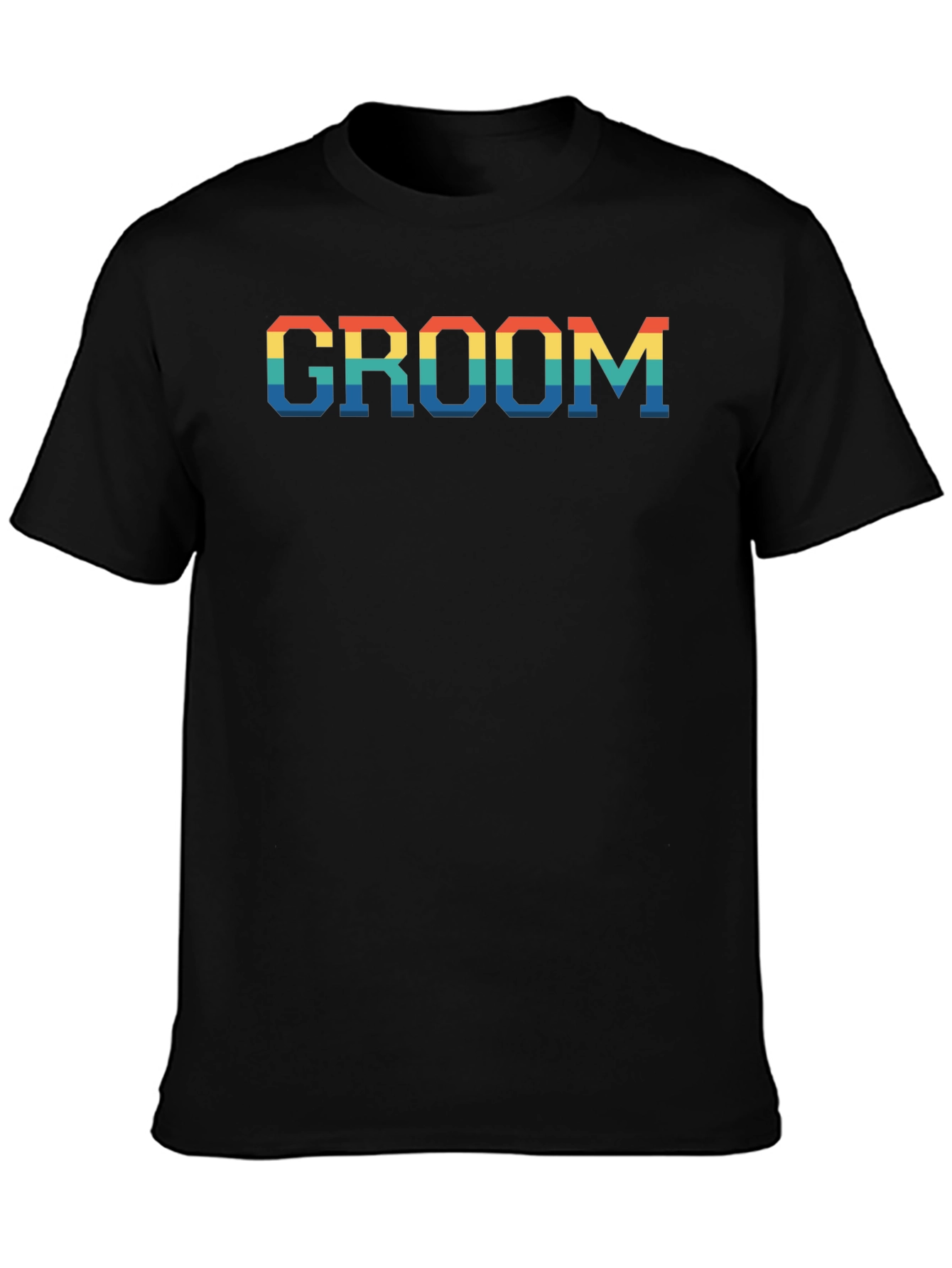 Black Groom Rainbow Text Print Black T-Shirt view 3