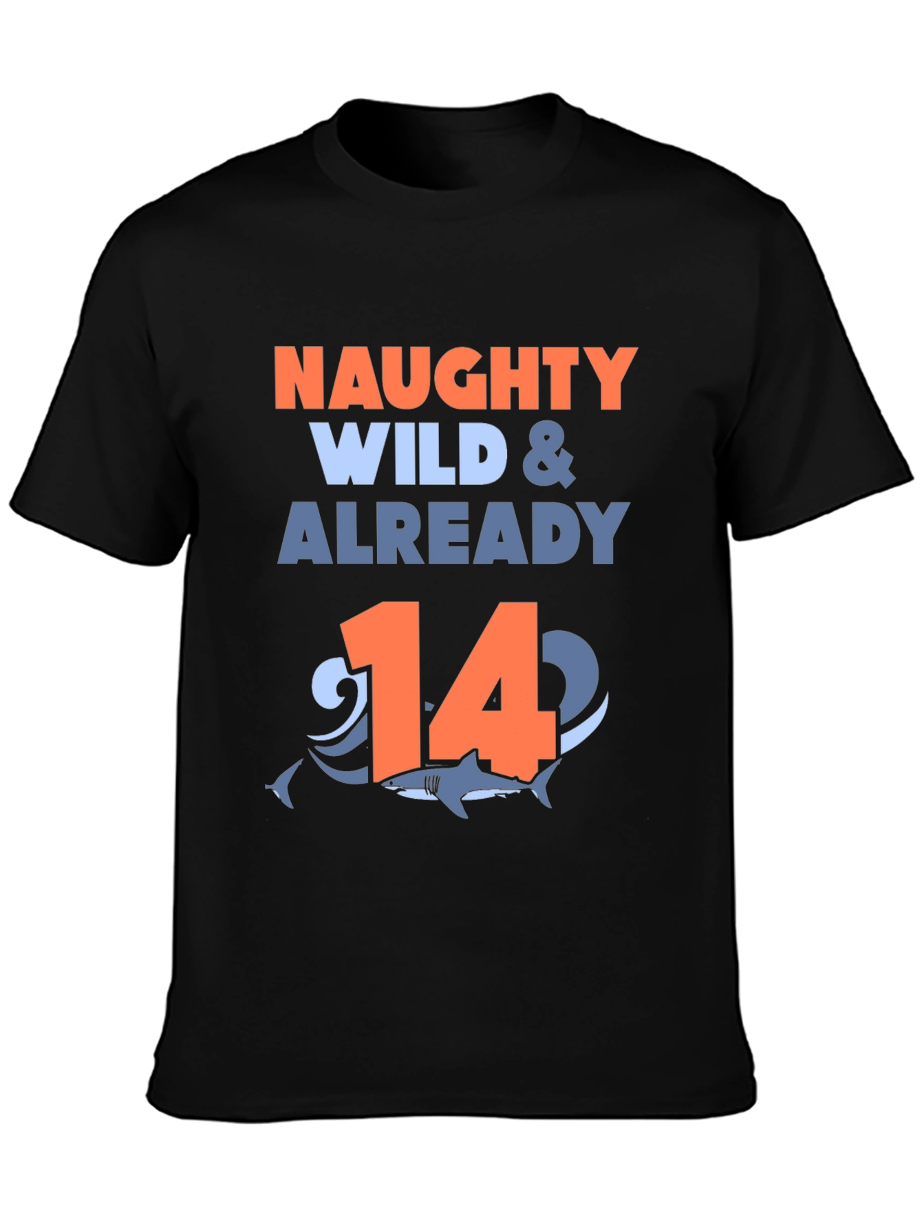 Black Naughty Wild & Already 14 Shark T-Shirt view 3