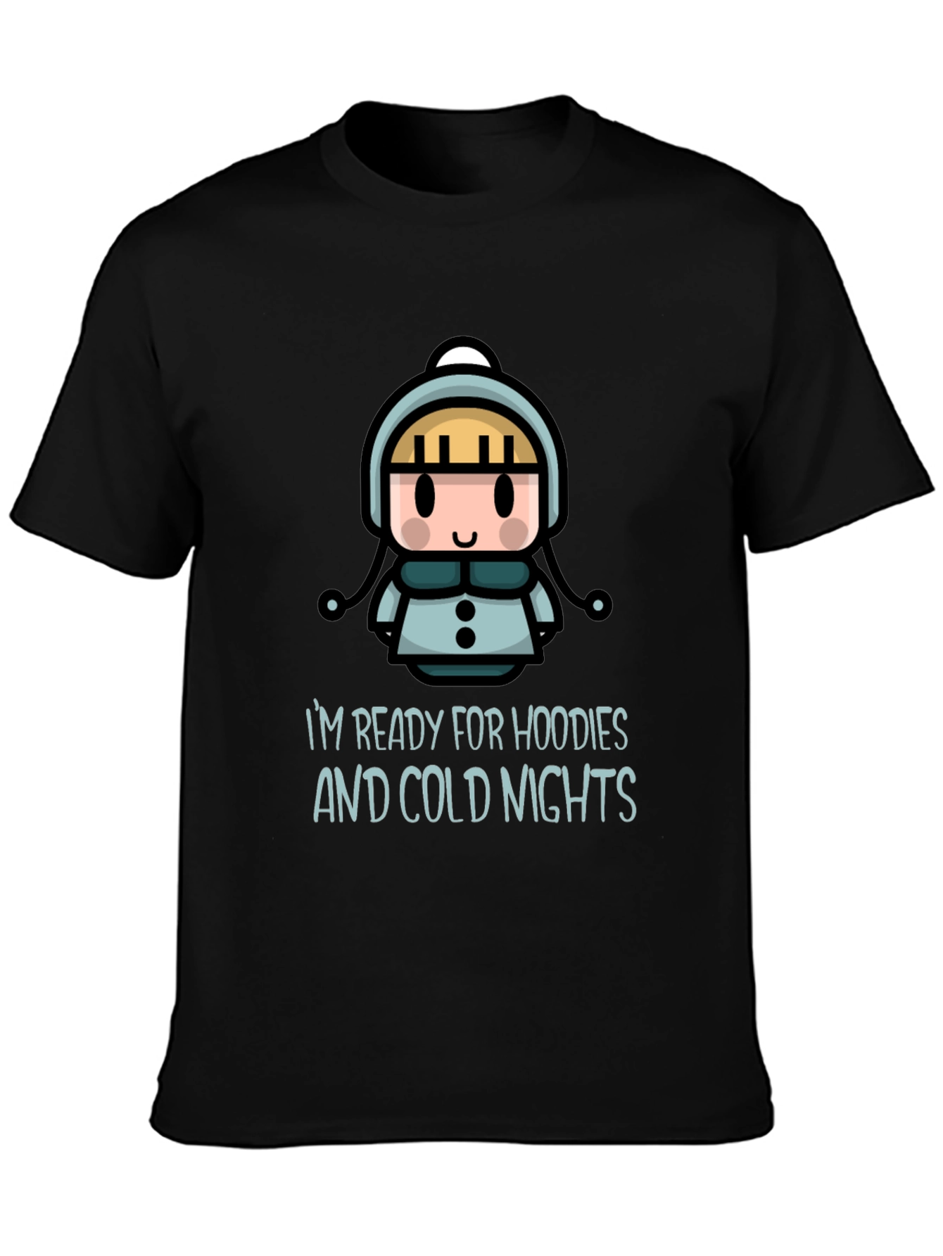 Black Ready for Hoodies T-Shirt Cute Winter Character view 3