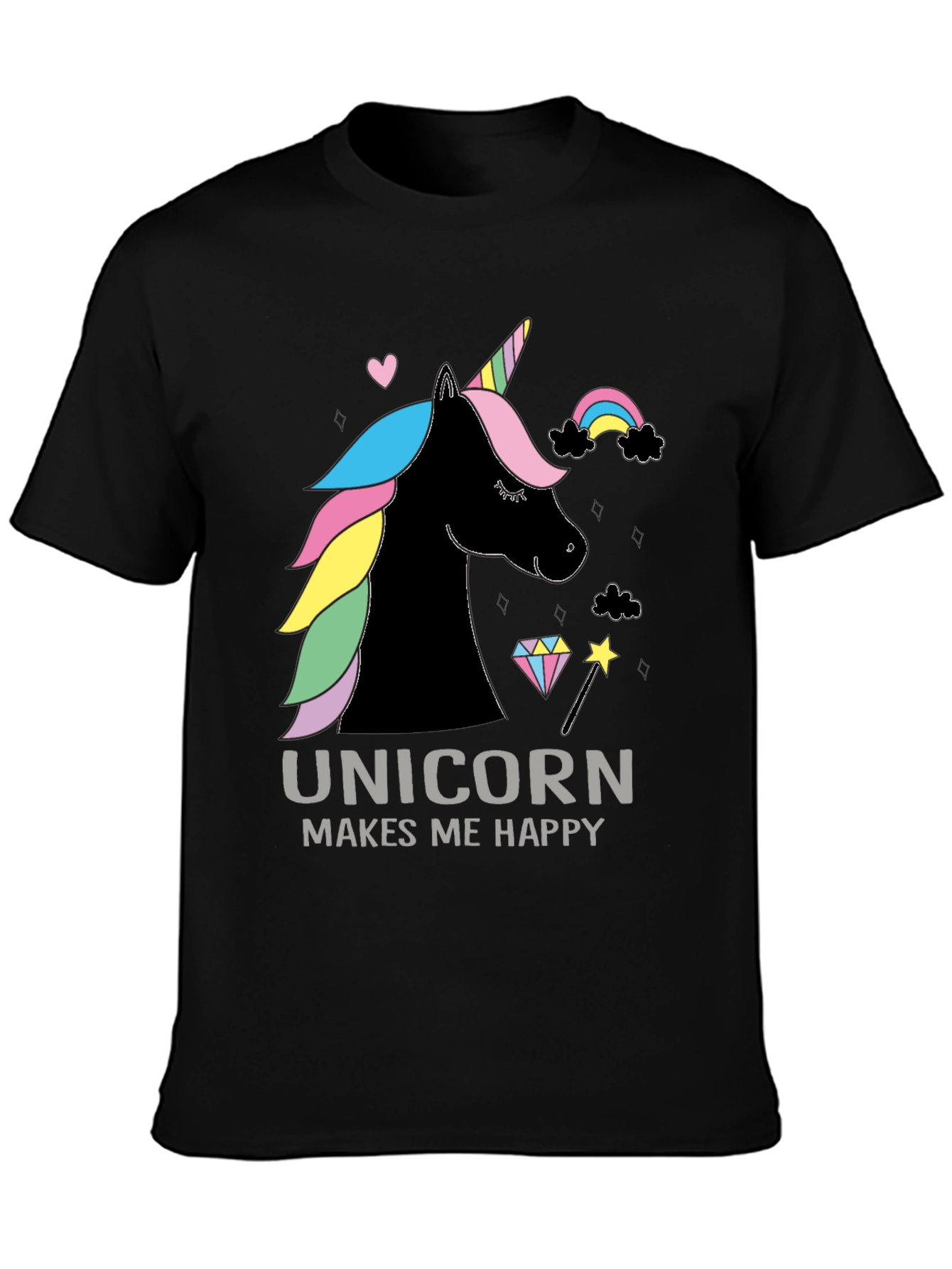 Black Unicorn Makes Me Happy Graphic Tee view 3