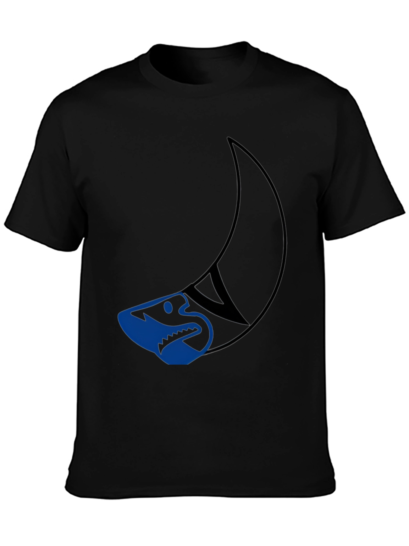 Black Cool Shark Graphic Tee - Black Cotton T-Shirt view 3
