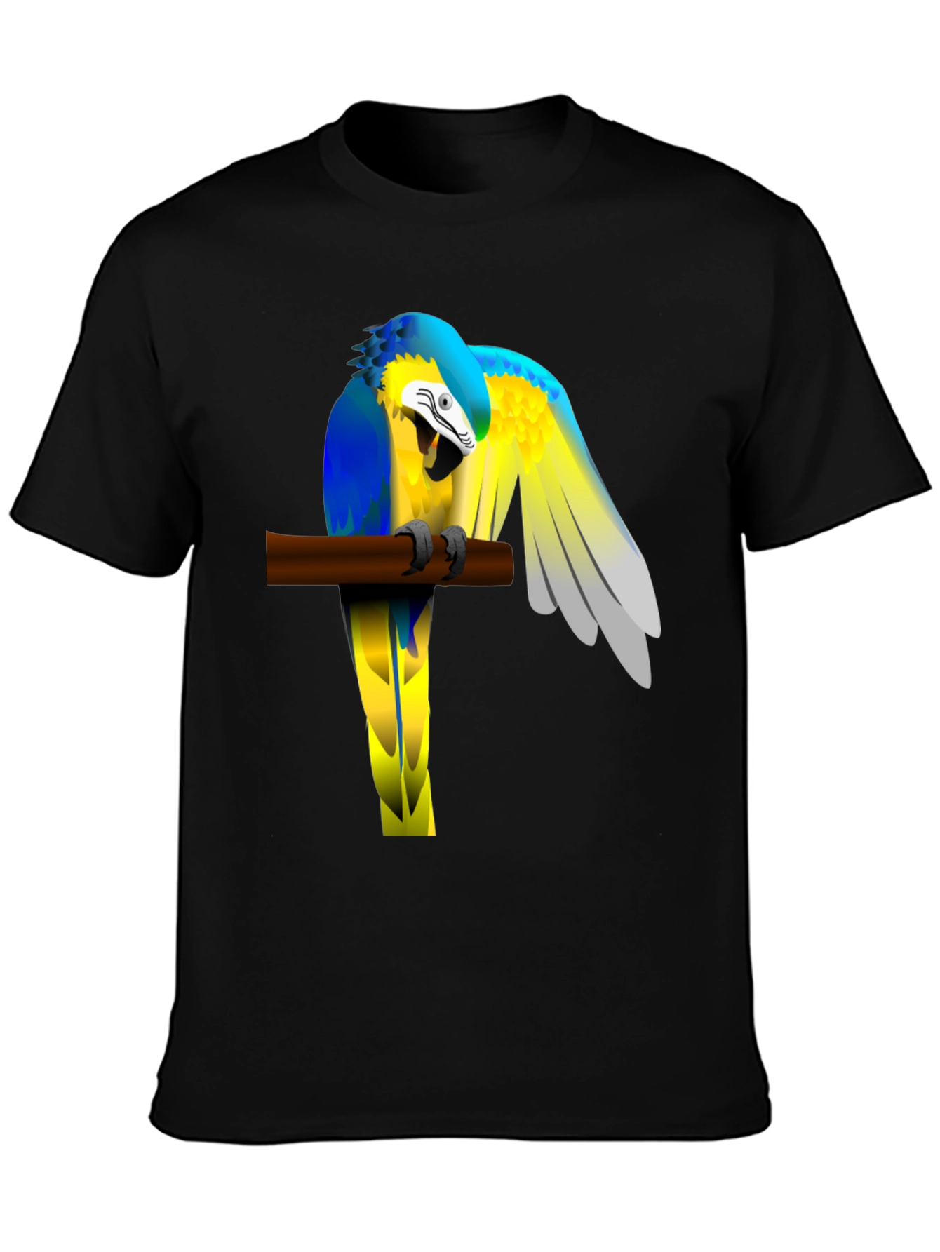 Black Parrot Perch Graphic Tee - Unique Bird Lover T-Shirt view 3