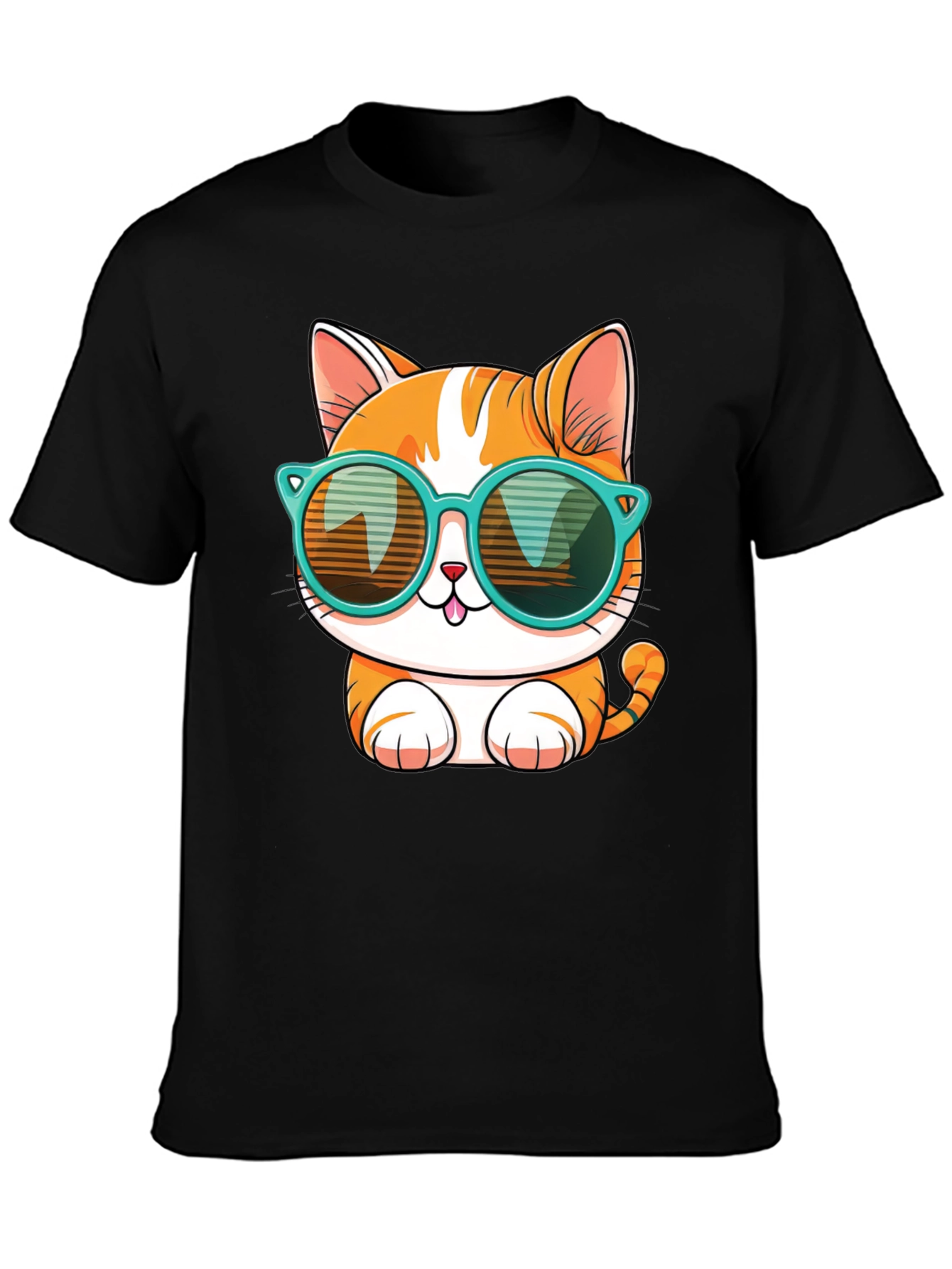 Black Cool Cat Graphic Tee view 3