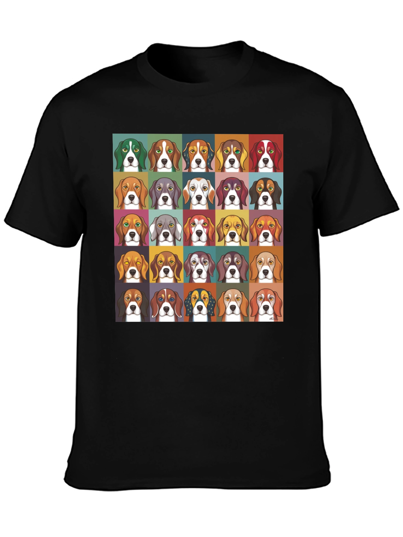 Black Beagle Dog Breed Colorful Pop Art T-Shirt view 3
