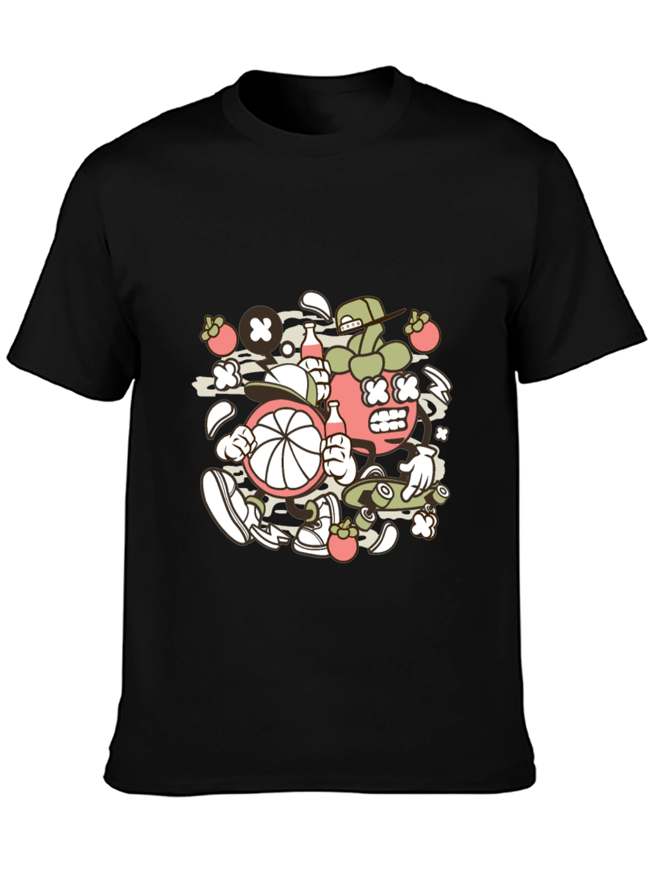 Black Cartoon Mangosteen Black Tee view 3