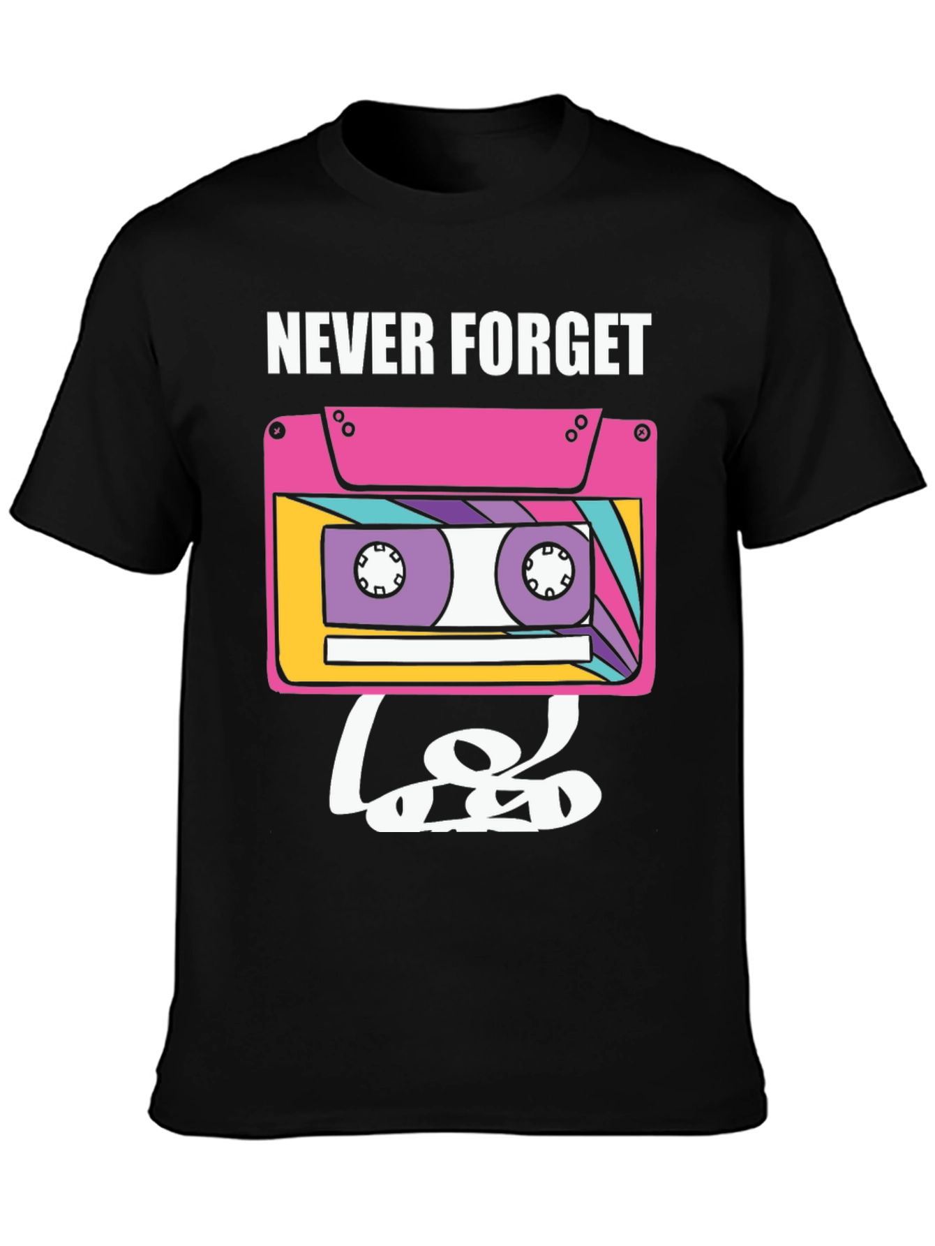 Black Retro Cassette Tape Graphic Tee - Never Forget view 3